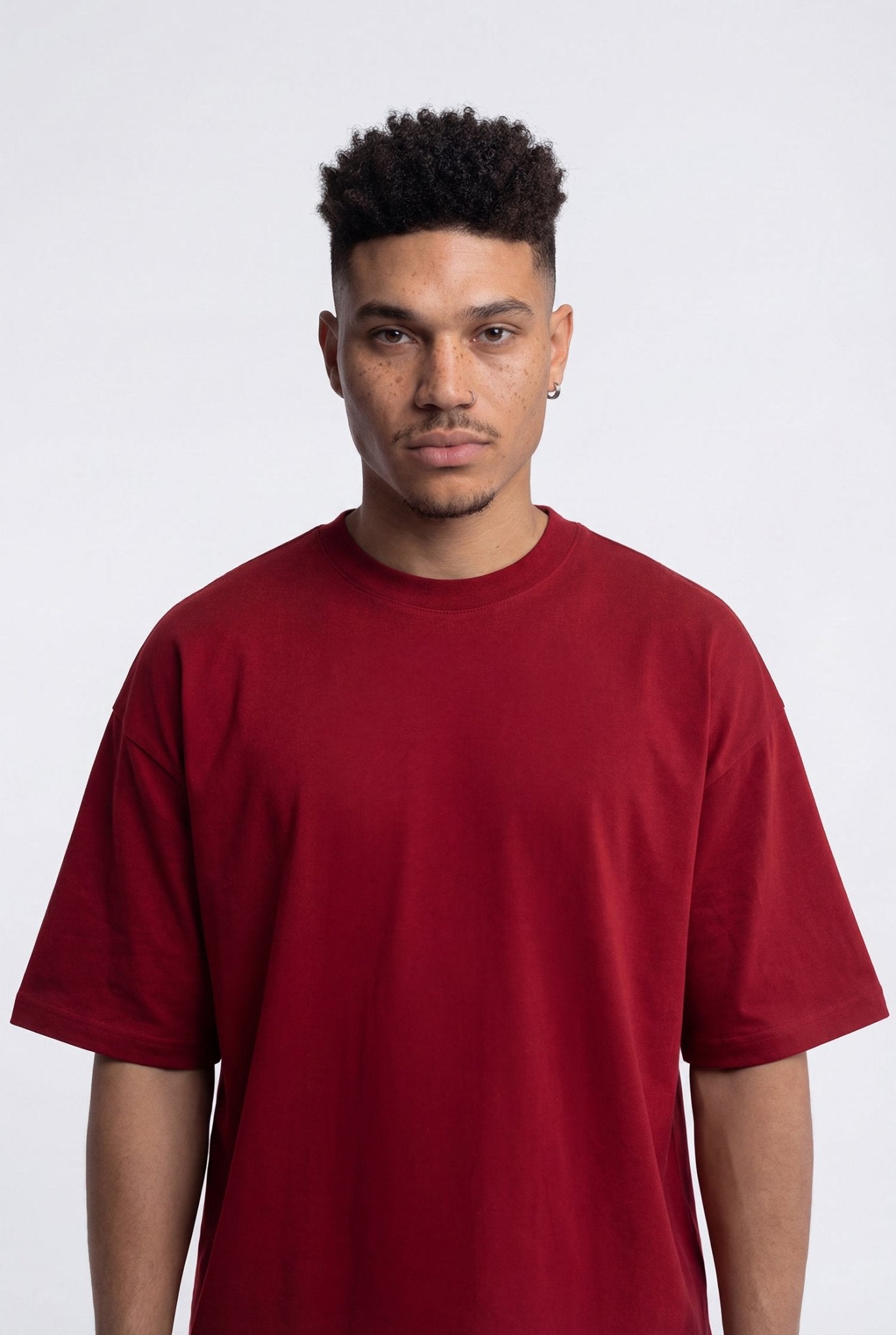 Erkek Basic Super Pamuklu Oversize Tişört Bordo