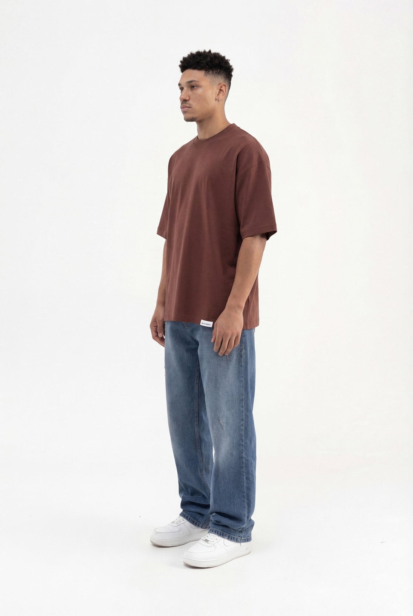 Erkek Basic Super Pamuklu Oversize Tişört Çikolata