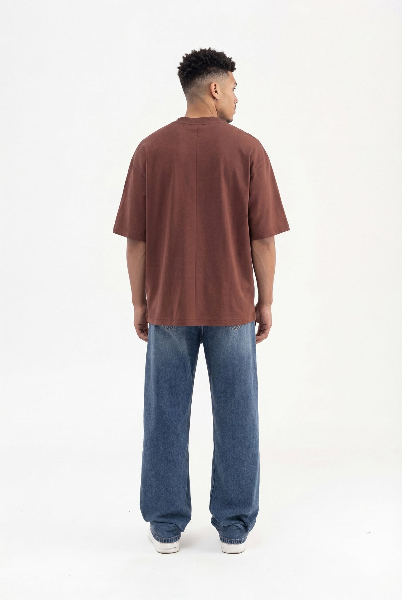 Erkek Basic Super Pamuklu Oversize Tişört Çikolata
