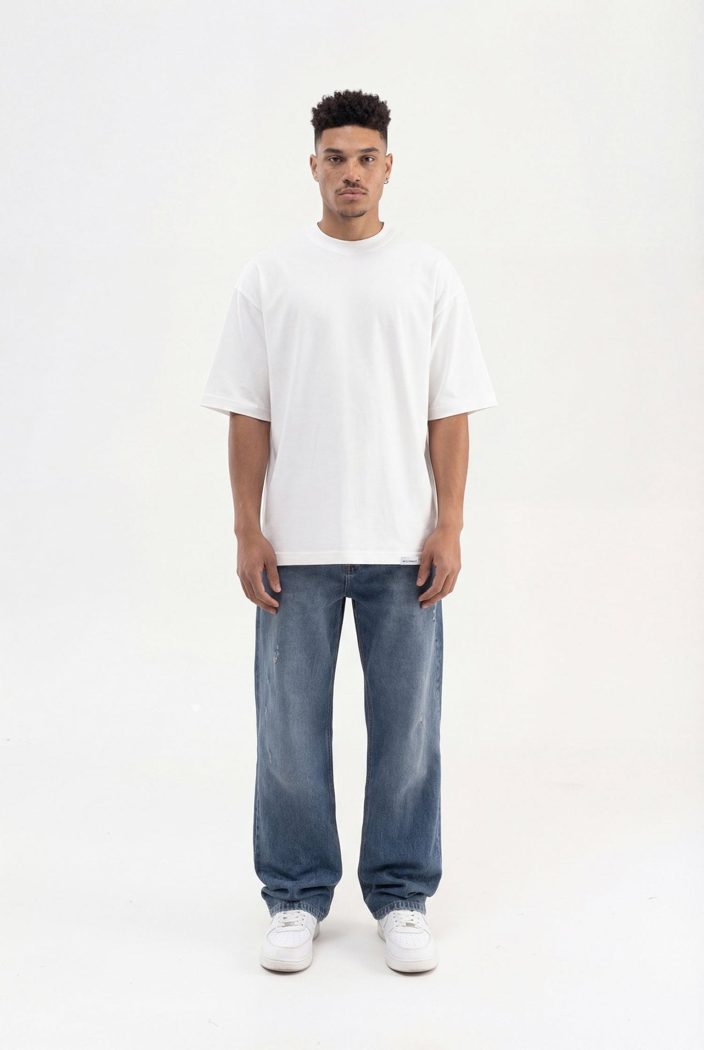 Erkek Basic Super Pamuklu Oversize Tişört Ekru