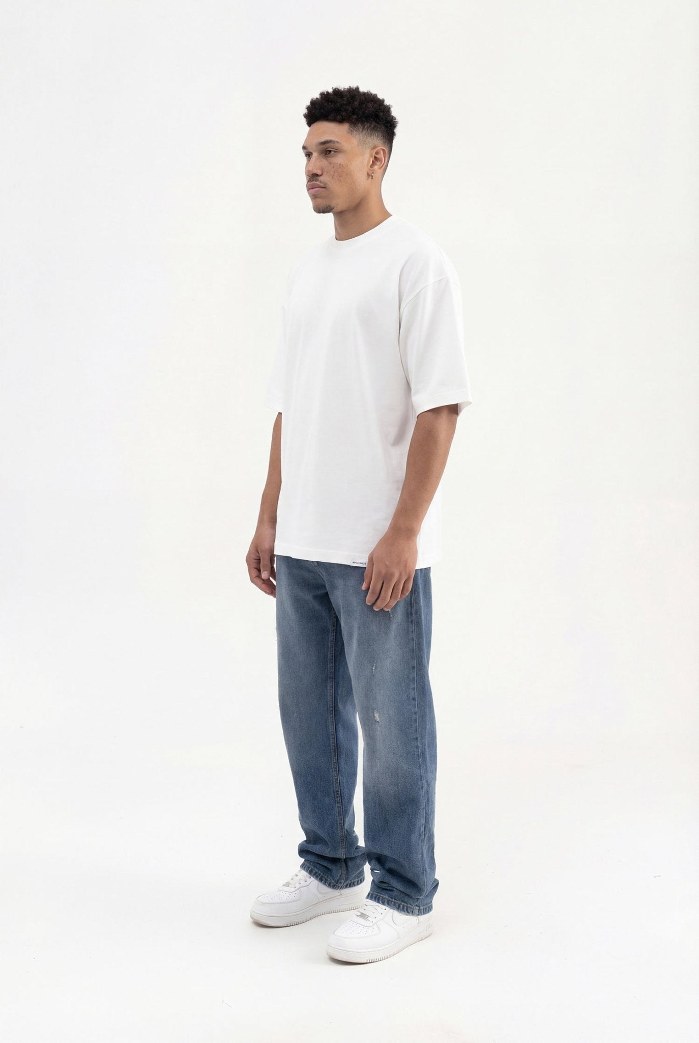Erkek Basic Super Pamuklu Oversize Tişört Ekru
