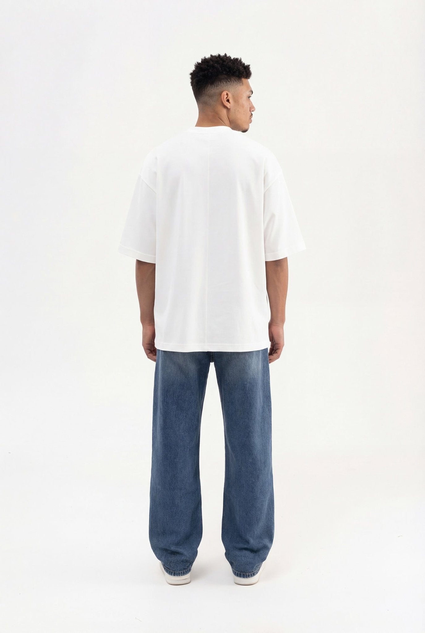 Erkek Basic Super Pamuklu Oversize Tişört Ekru
