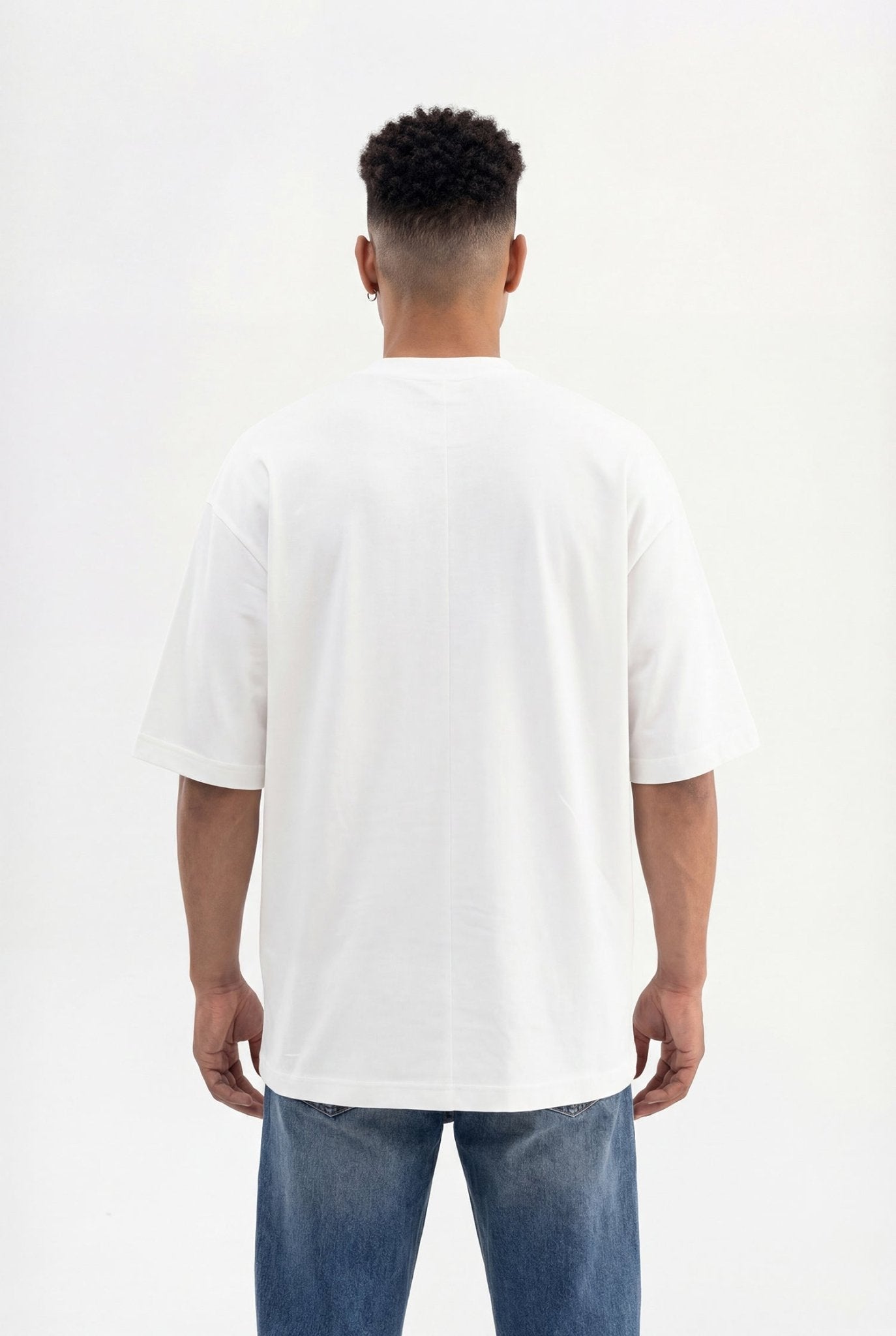 Erkek Basic Super Pamuklu Oversize Tişört Ekru