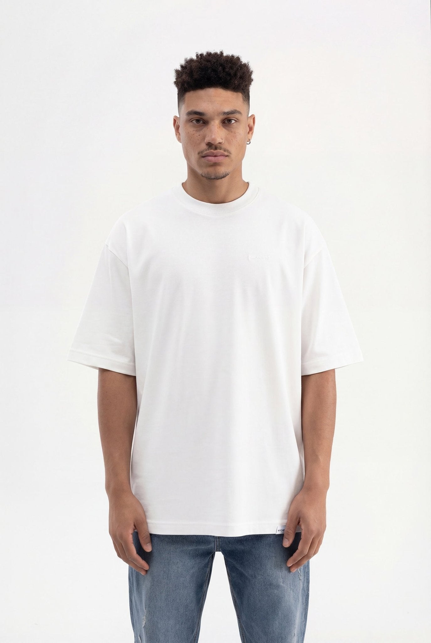Erkek Basic Super Pamuklu Oversize Tişört Ekru