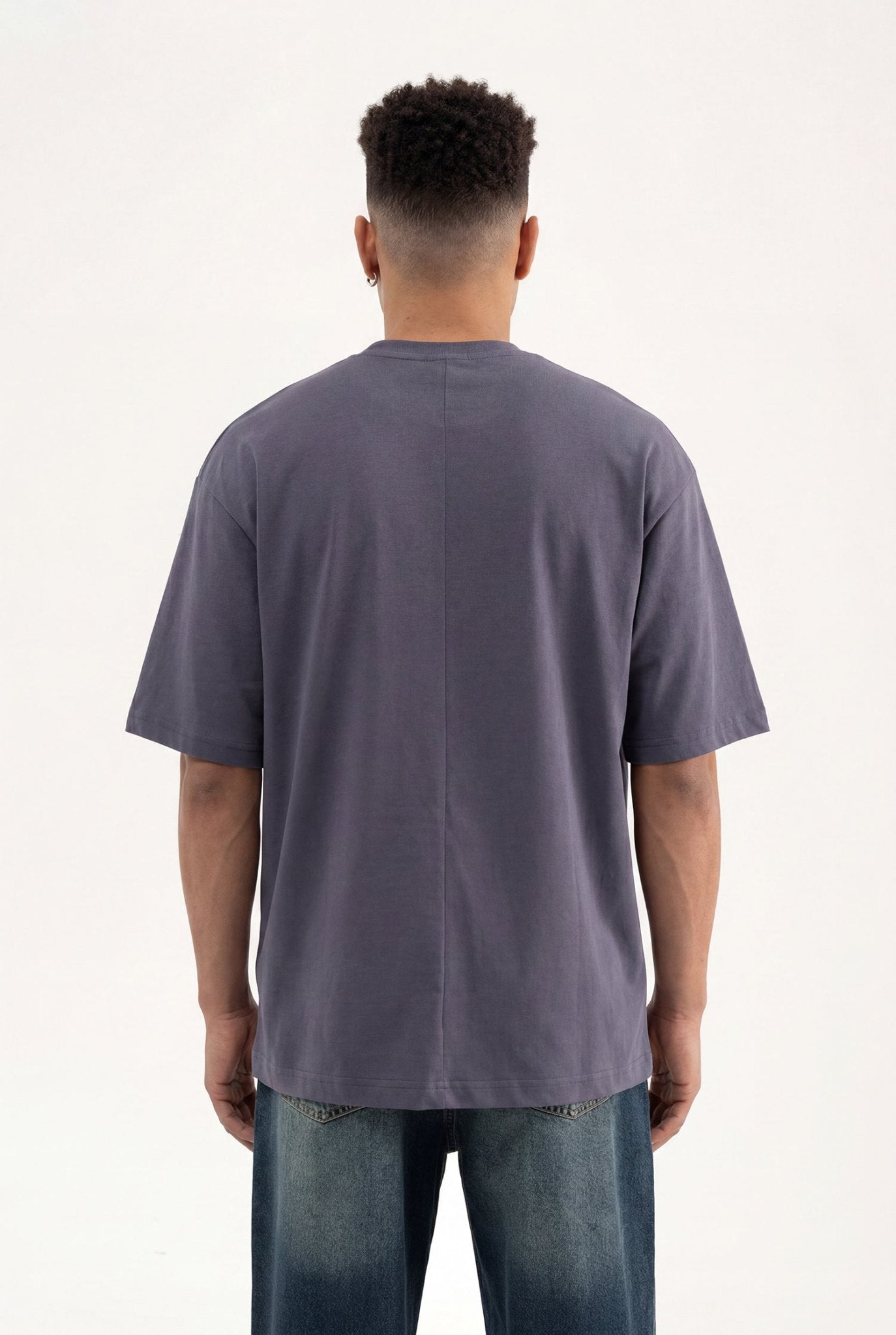 Erkek Basic Super Pamuklu Oversize Tişört Füme