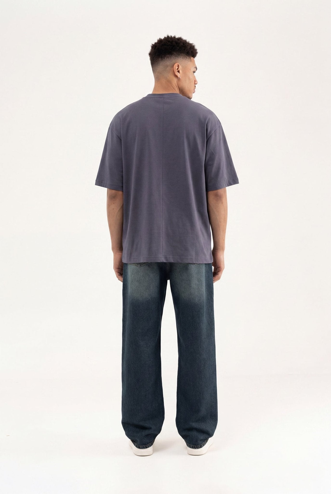 Erkek Basic Super Pamuklu Oversize Tişört Füme