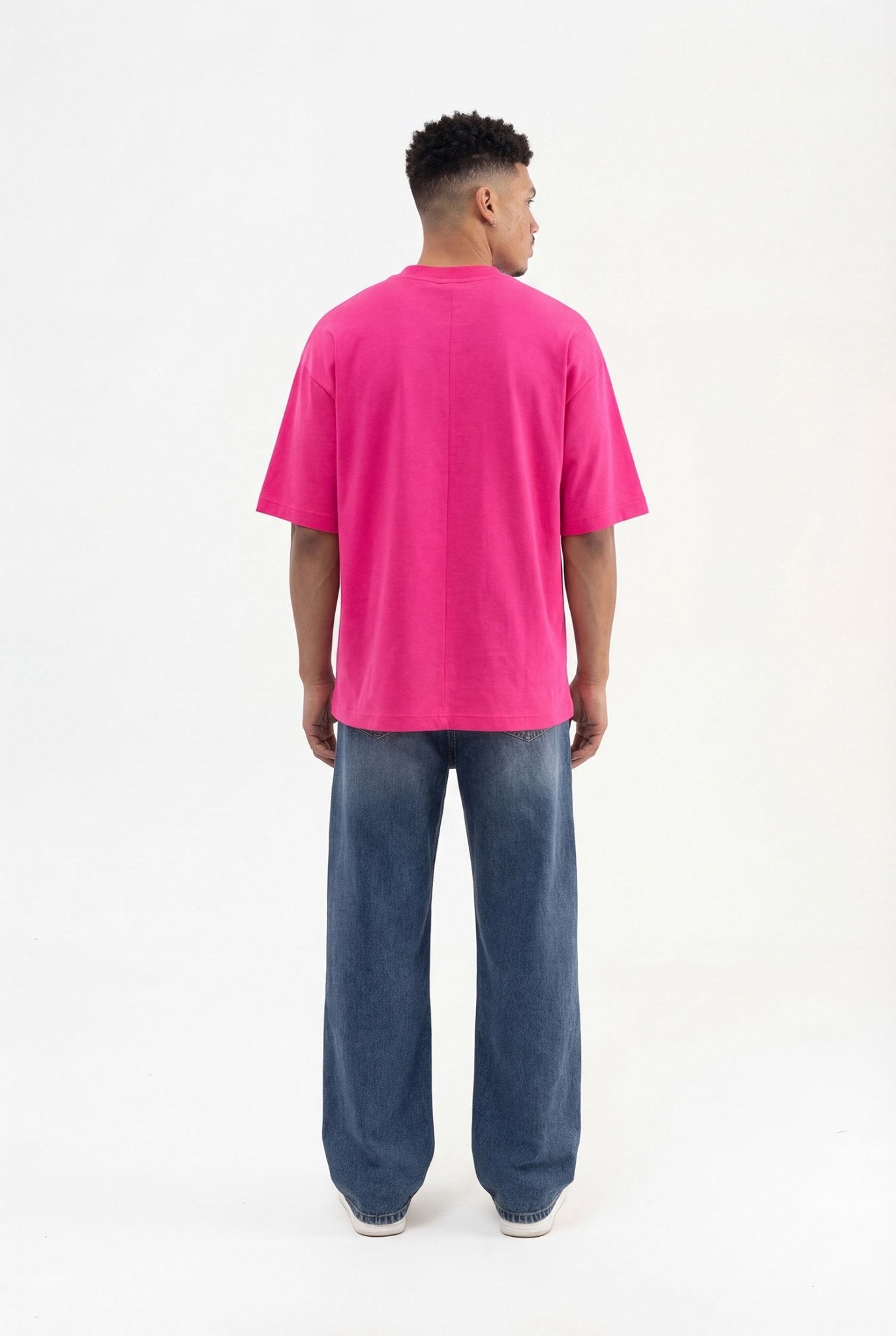 Erkek Basic Super Pamuklu Oversize Tişört Fuşya
