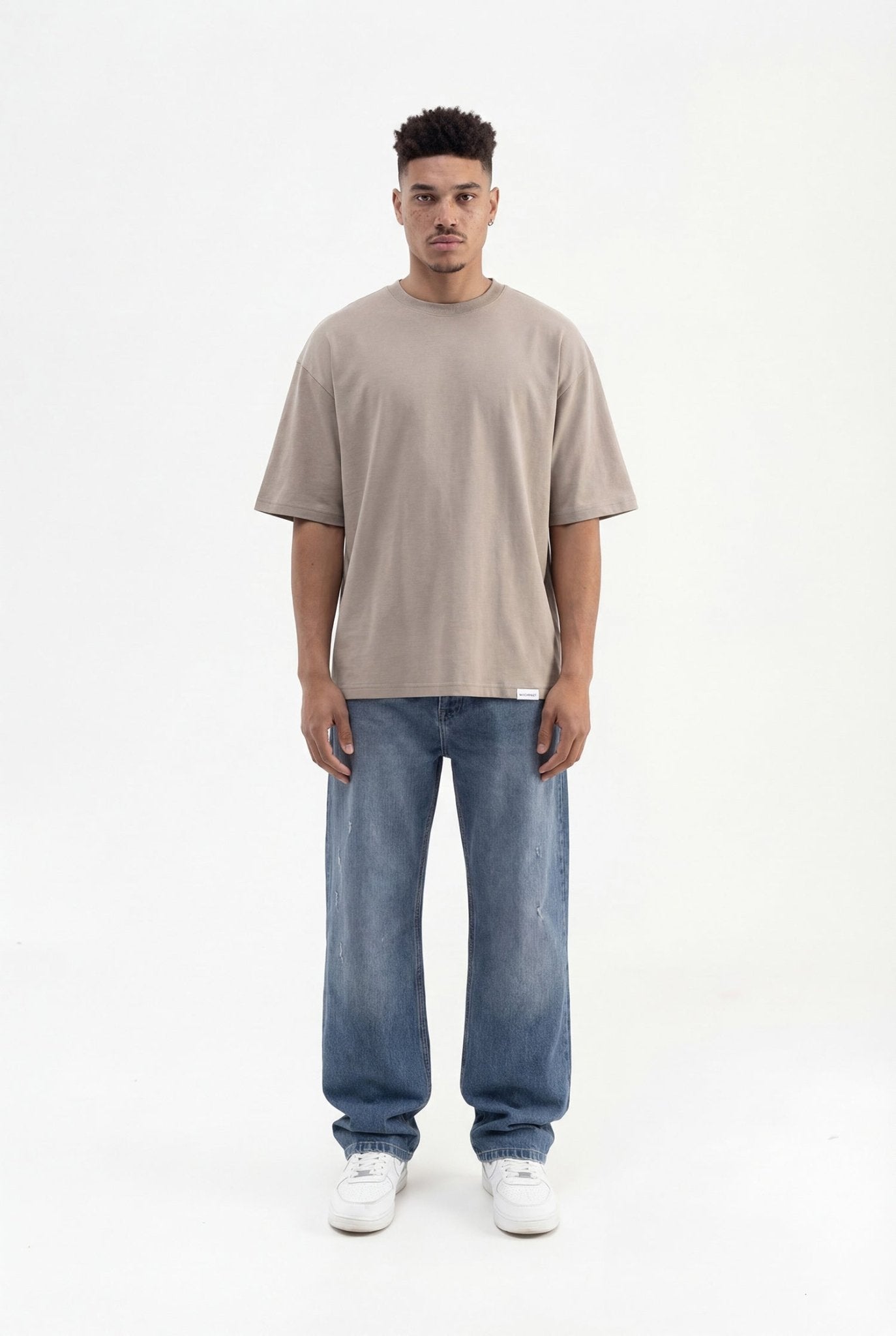 Erkek Basic Super Pamuklu Oversize Tişört Haki