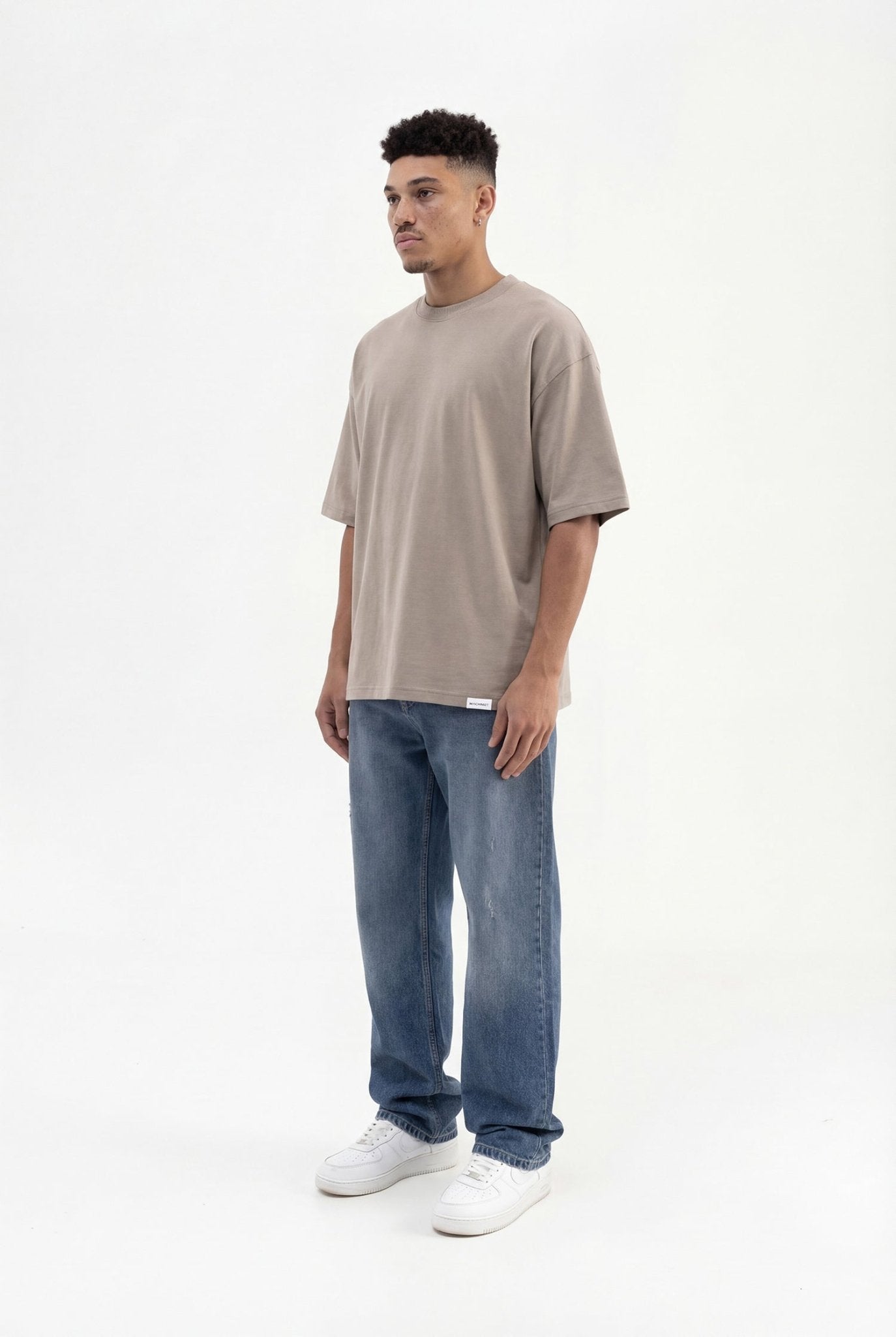 Erkek Basic Super Pamuklu Oversize Tişört Haki