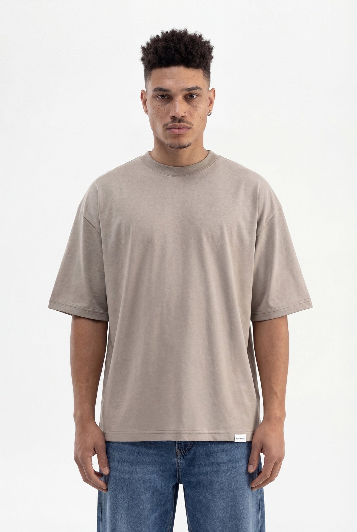 Erkek Basic Super Pamuklu Oversize Tişört Haki
