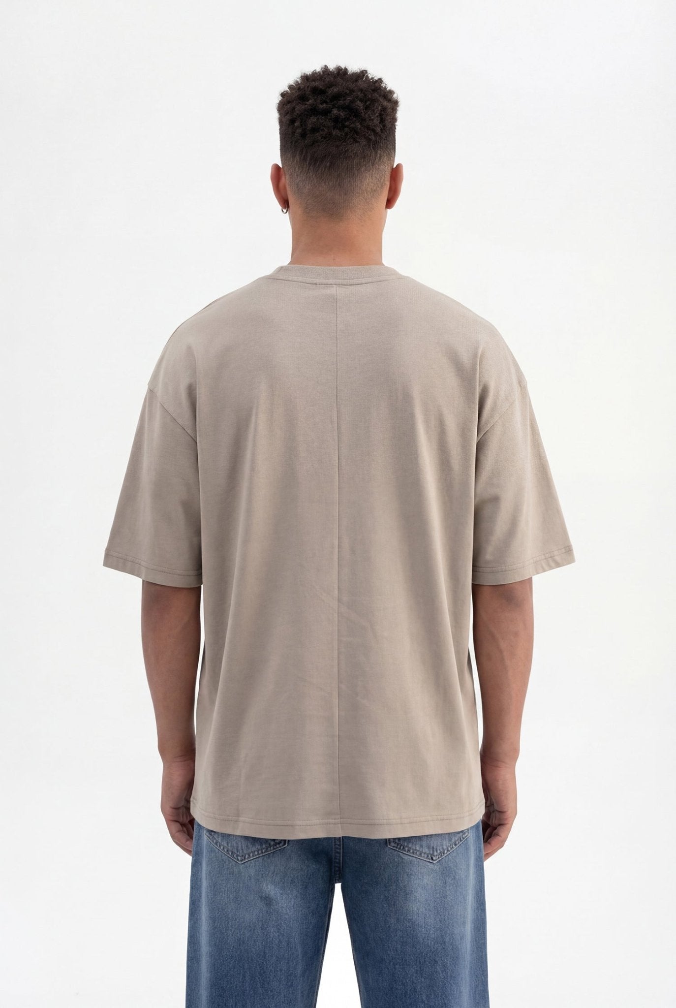 Erkek Basic Super Pamuklu Oversize Tişört Haki