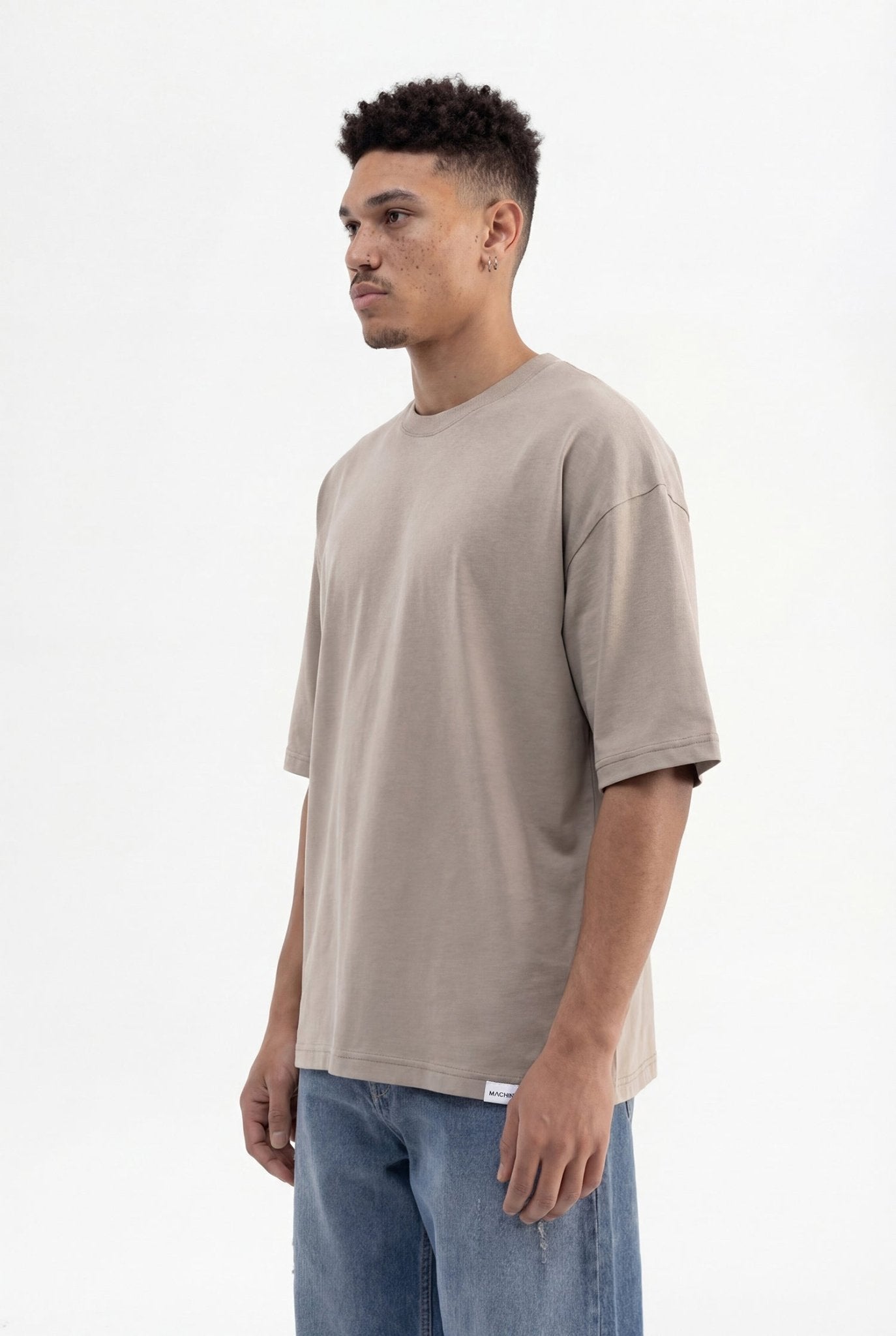 Erkek Basic Super Pamuklu Oversize Tişört Haki