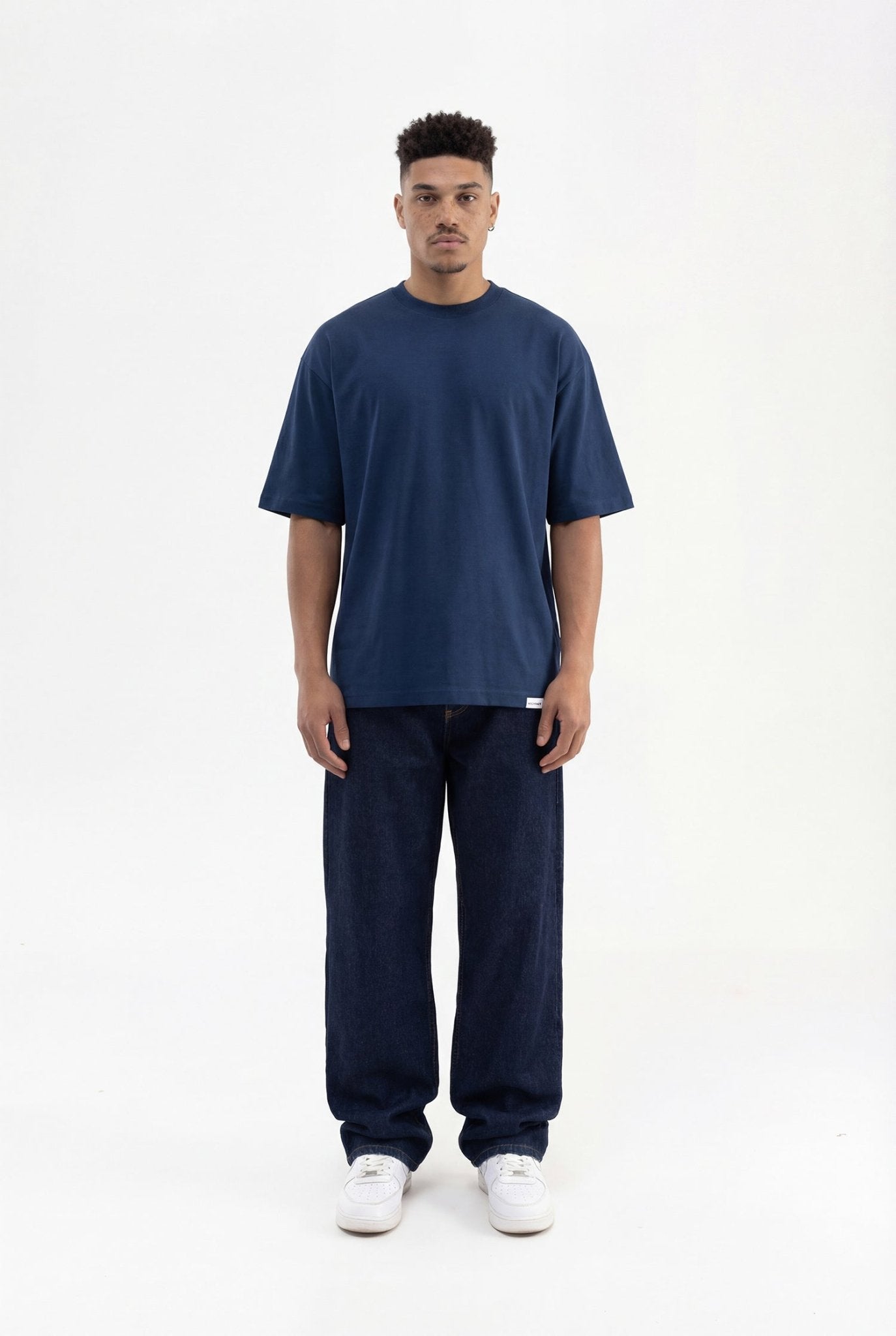 Erkek Basic Super Pamuklu Oversize Tişört Indigo