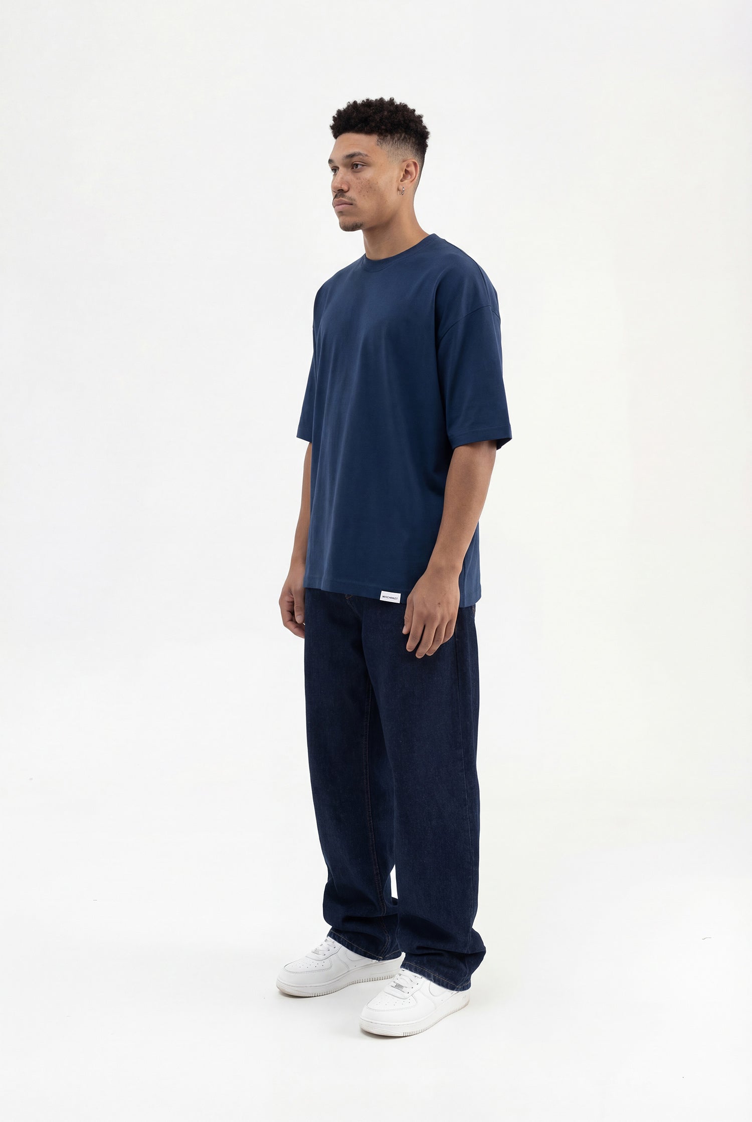 Erkek Basic Super Pamuklu Oversize Tişört Indigo