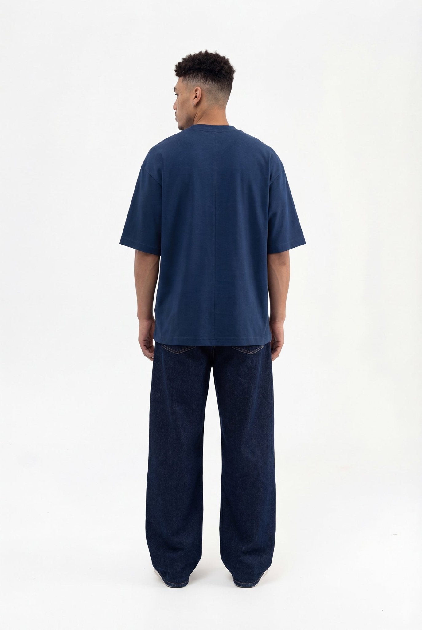 Erkek Basic Super Pamuklu Oversize Tişört Indigo