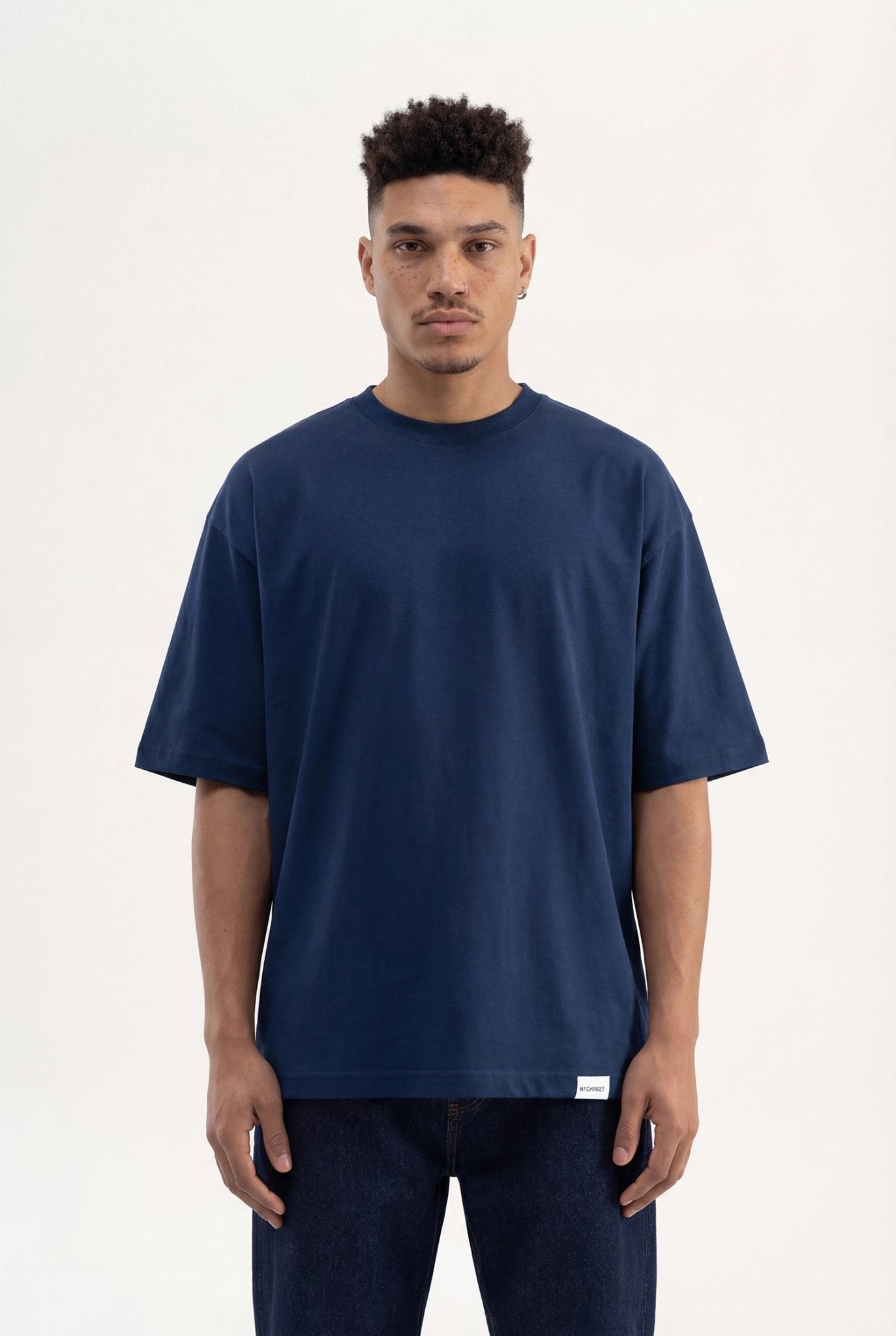 Erkek Basic Super Pamuklu Oversize Tişört Indigo