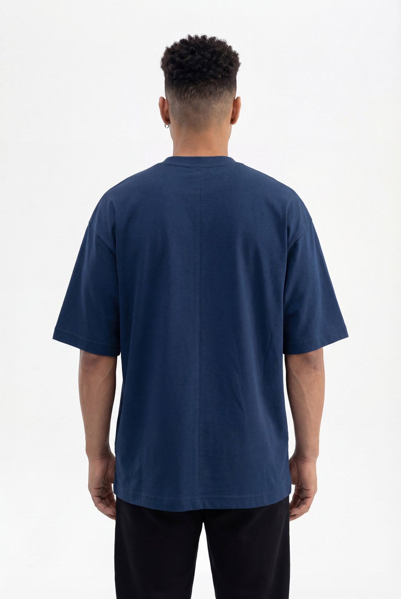 Erkek Basic Super Pamuklu Oversize Tişört Indigo