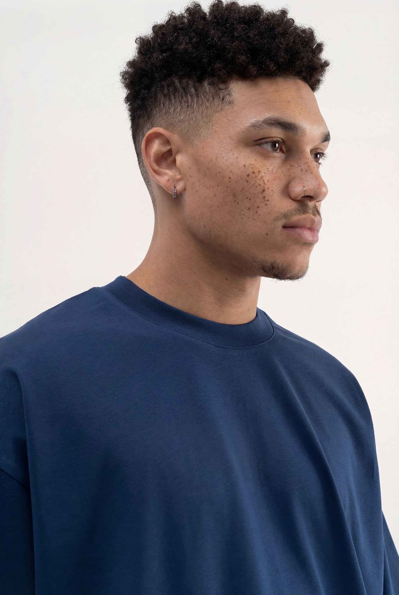 Erkek Basic Super Pamuklu Oversize Tişört Indigo