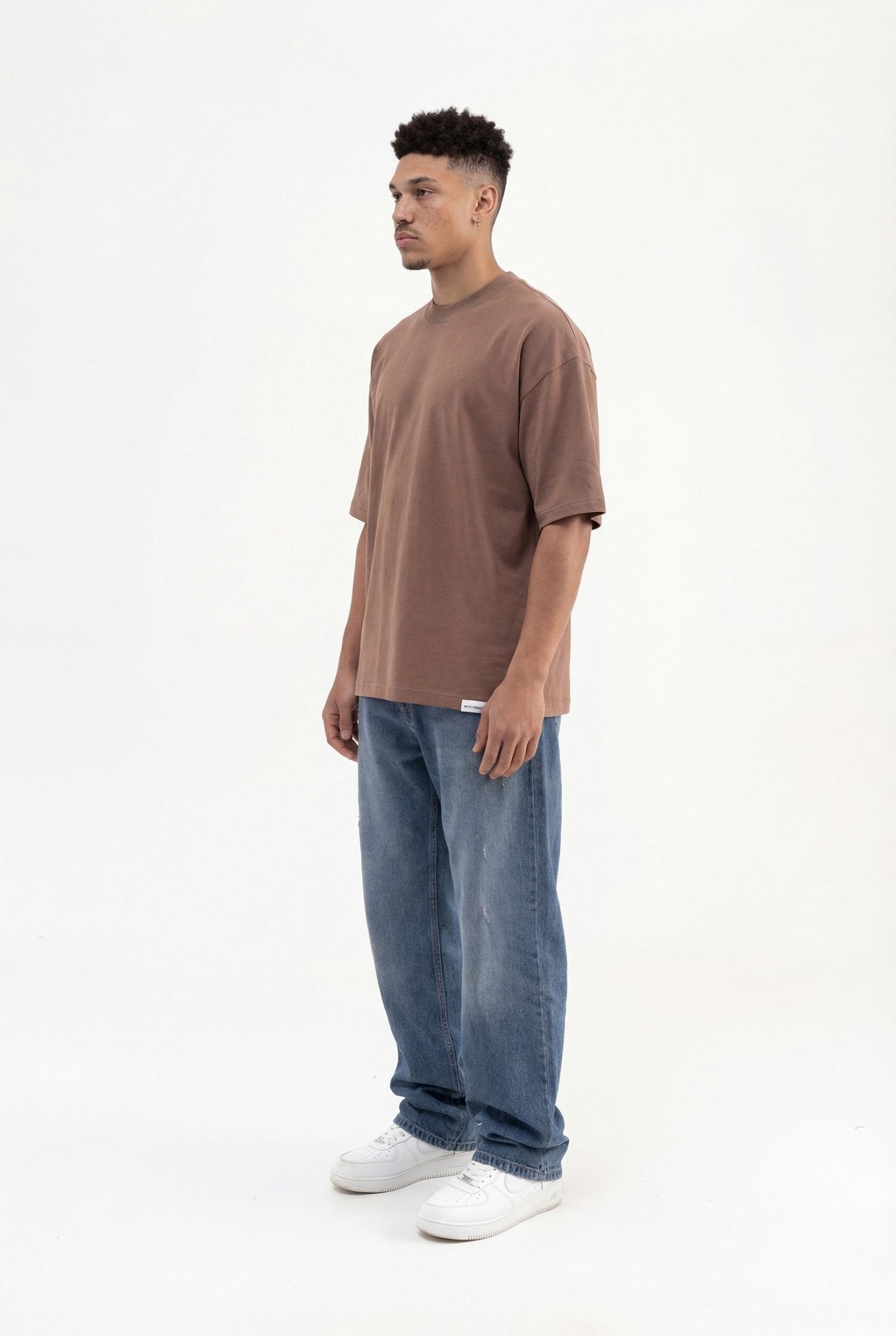 Erkek Basic Super Pamuklu Oversize Tişört Kakao
