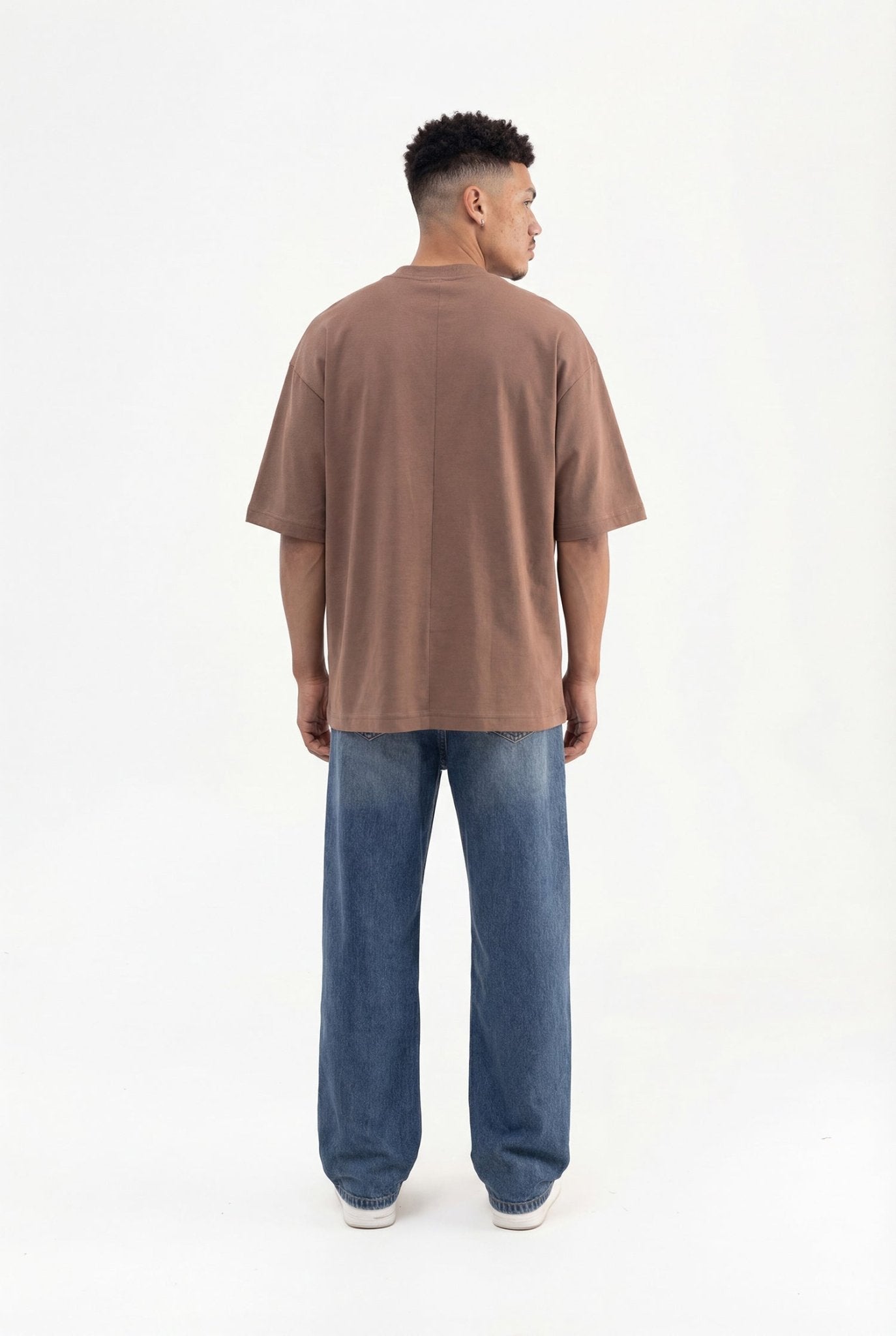 Erkek Basic Super Pamuklu Oversize Tişört Kakao