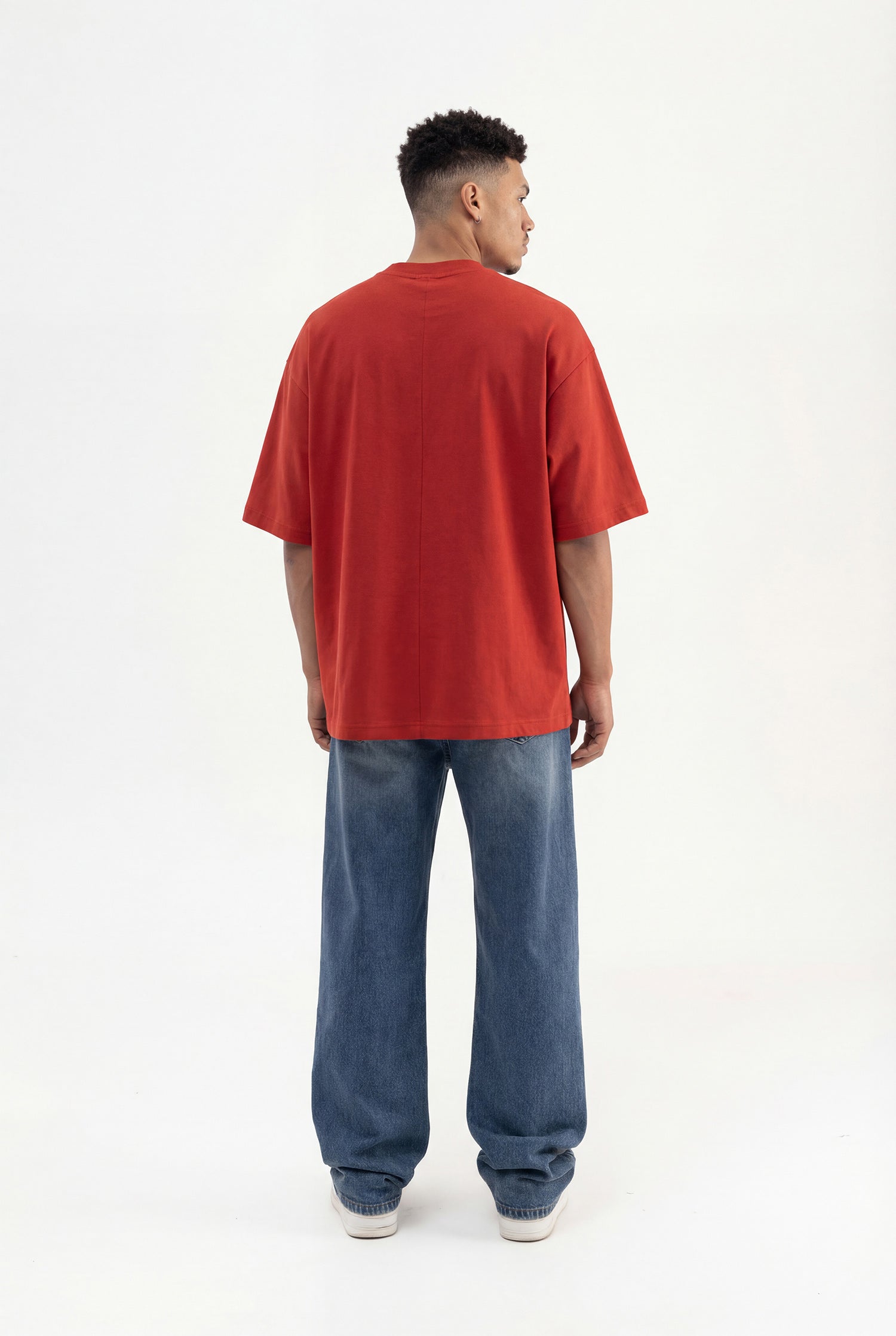 Erkek Basic Pamuklu Super Oversize Tişört Kiremit-7