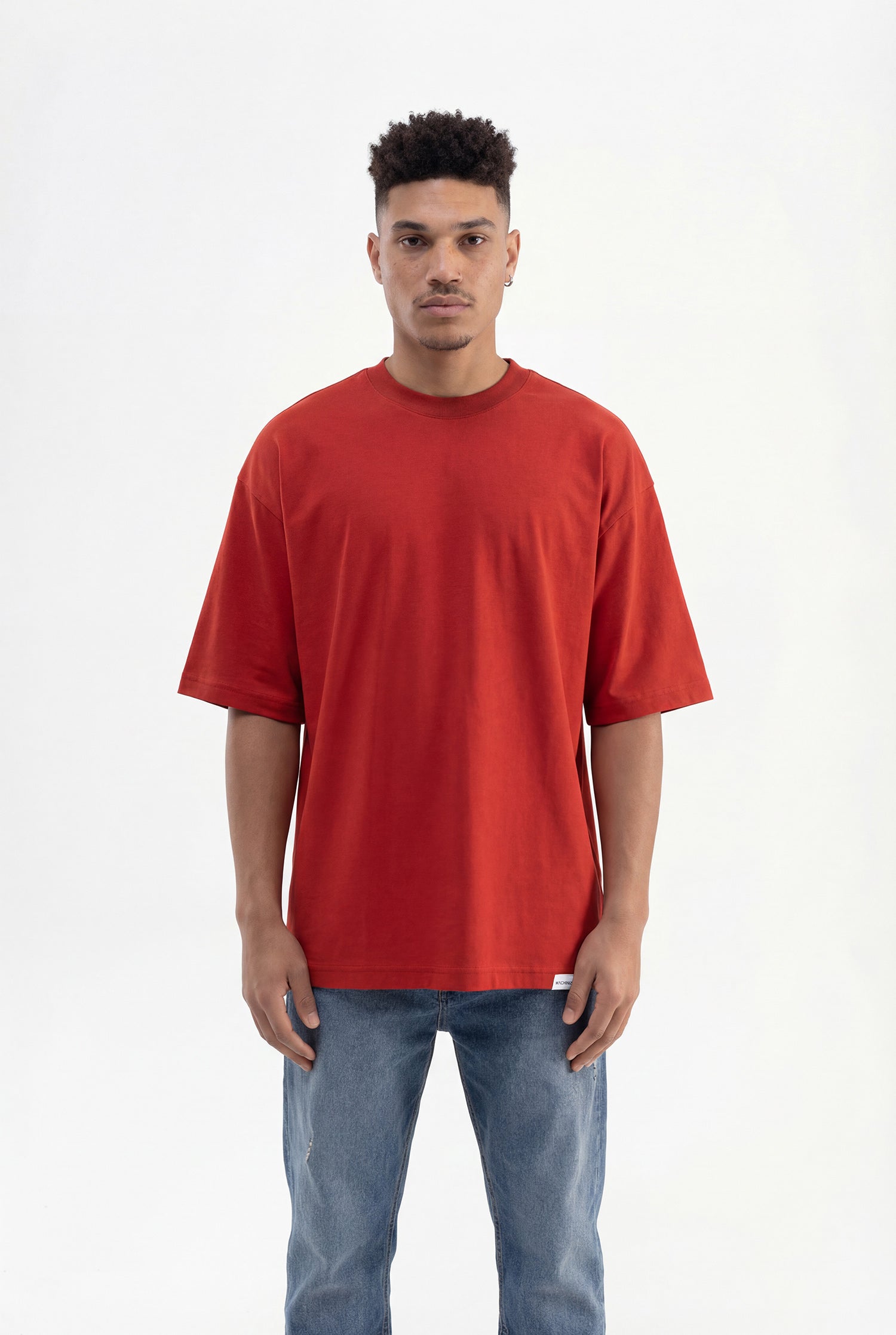 Erkek Basic Pamuklu Super Oversize Tişört Kiremit