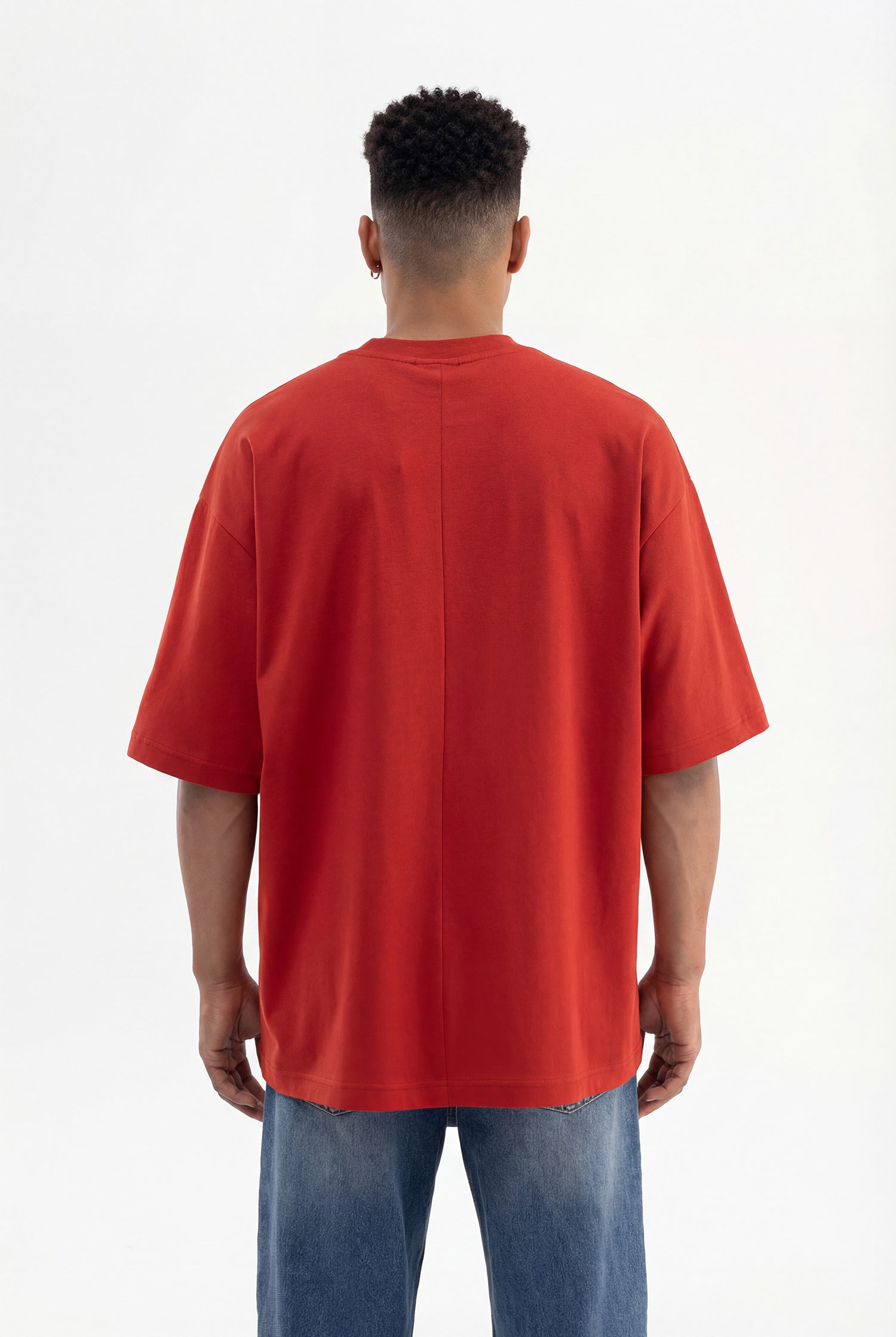 Erkek Basic Pamuklu Super Oversize Tişört Kiremit-4