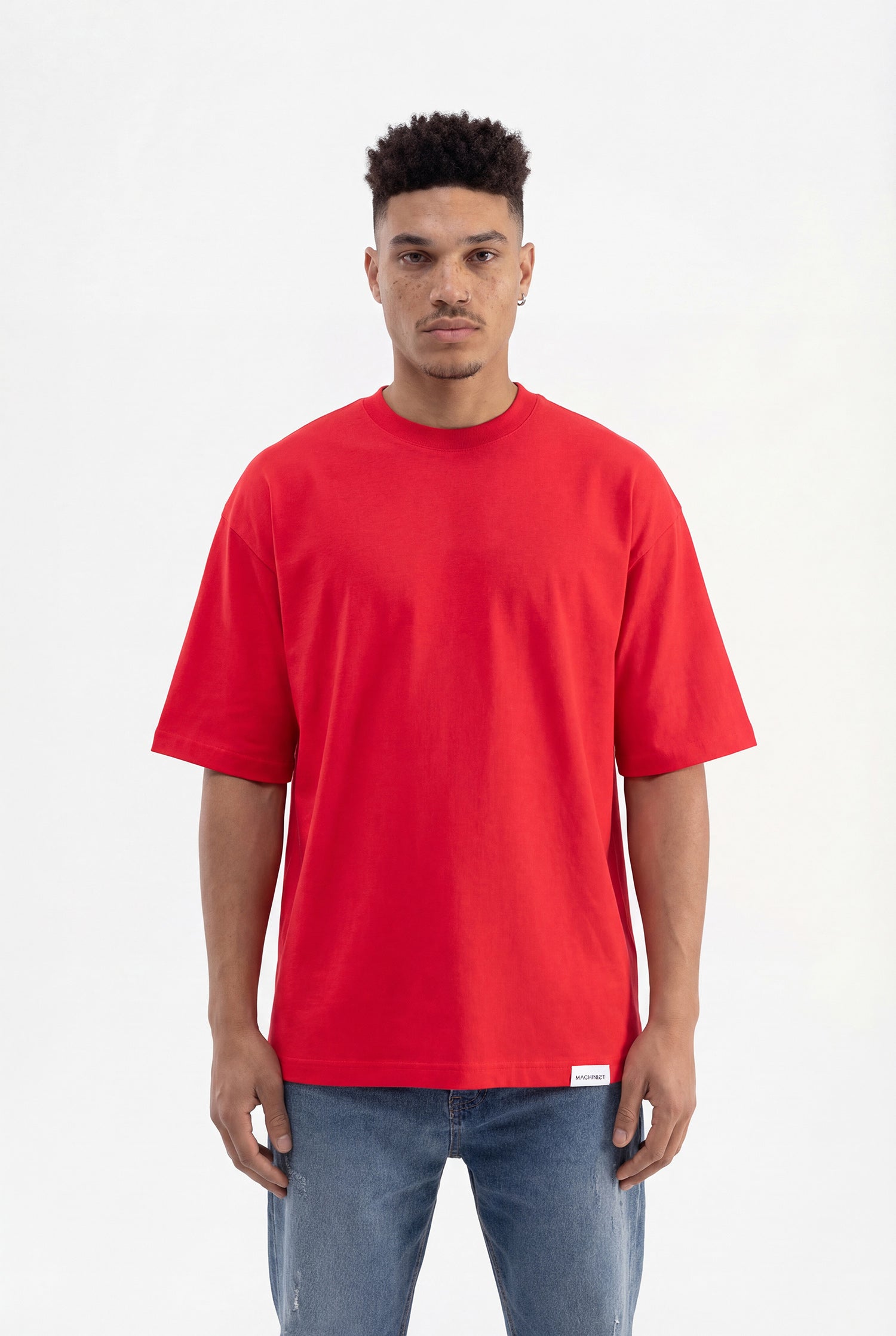 Erkek Basic Pamuklu Super Oversize Tişört Kırmızı