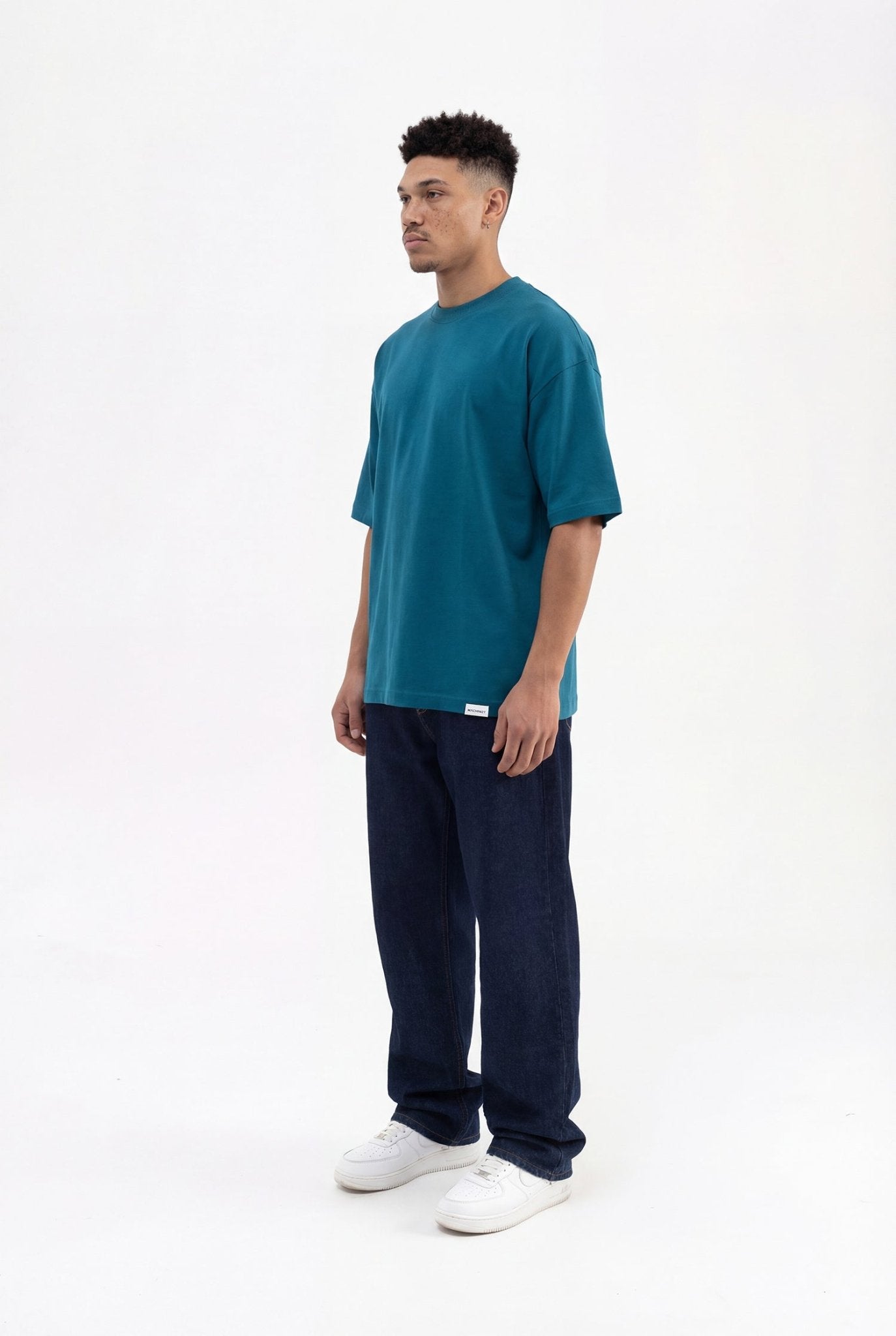 Erkek Basic Super Pamuklu Oversize Tişört Koyu Petrol