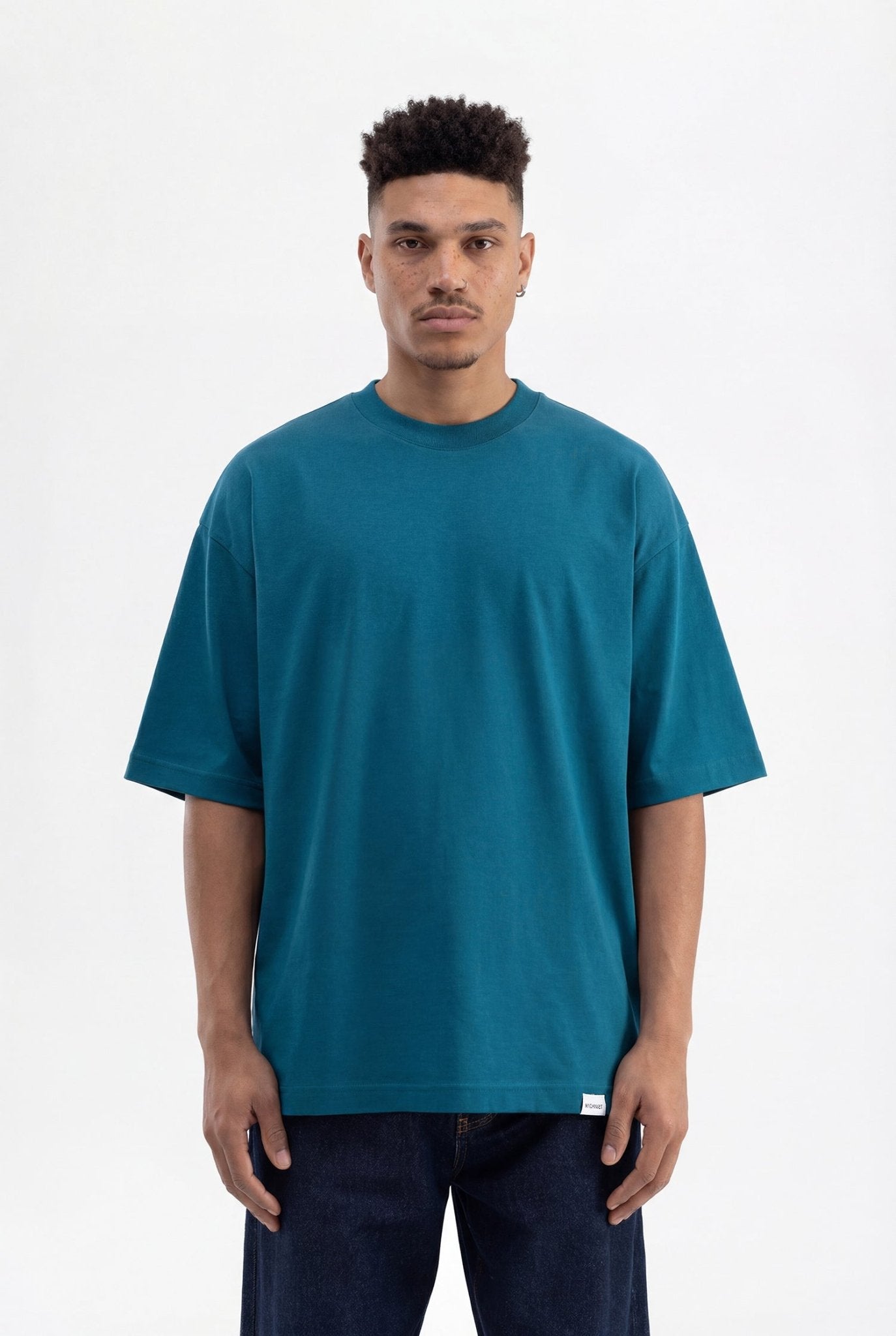 Erkek Basic Super Pamuklu Oversize Tişört Koyu Petrol