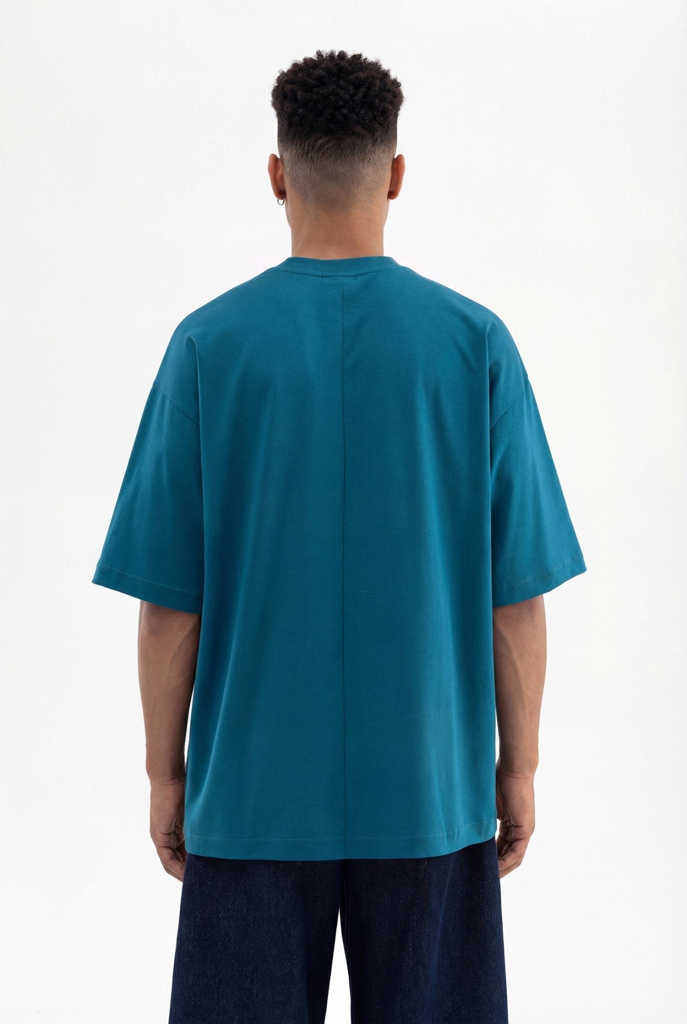 Erkek Basic Super Pamuklu Oversize Tişört Koyu Petrol