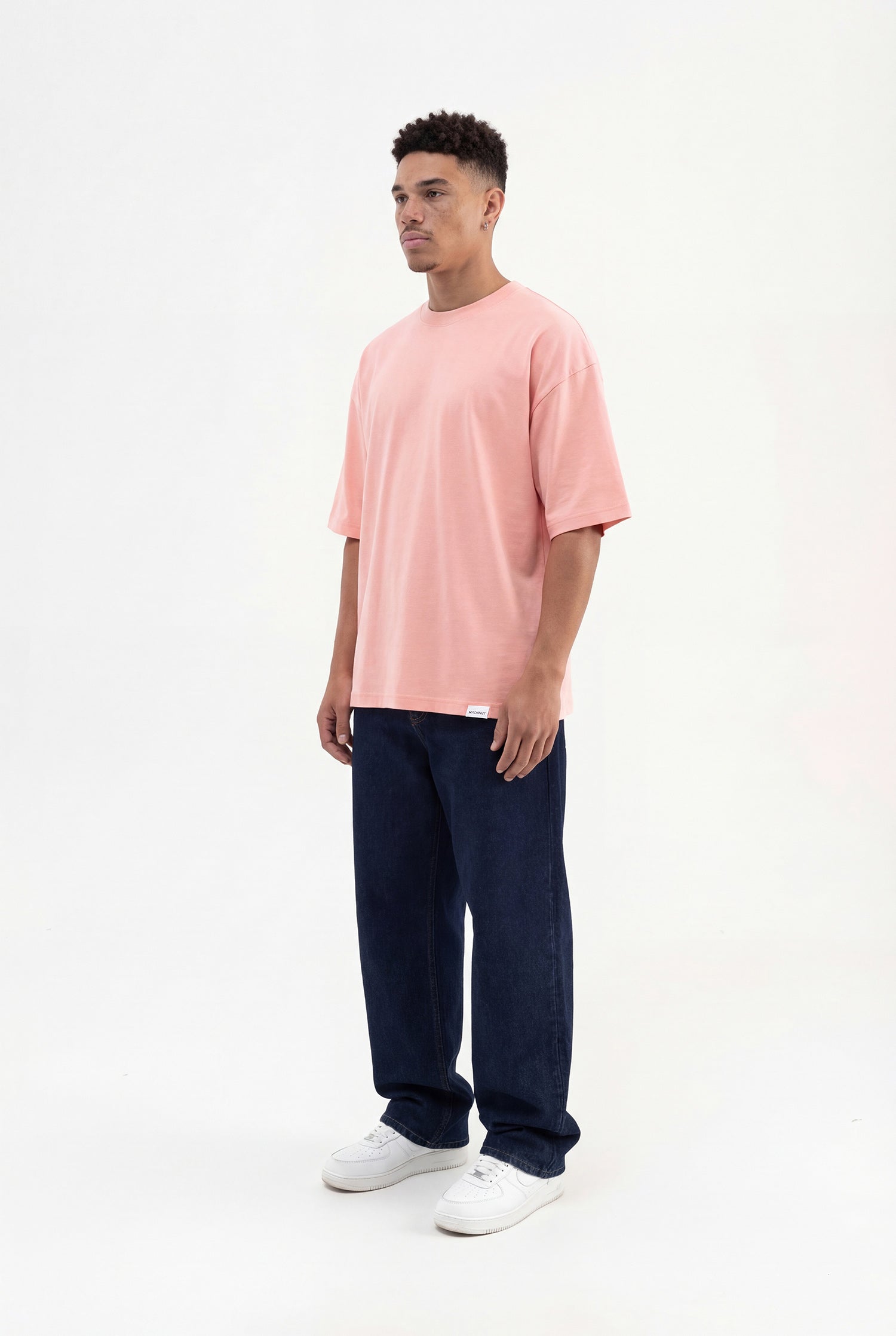 Erkek Basic Pamuklu Super Oversize Tişört Koyu Pudra-6