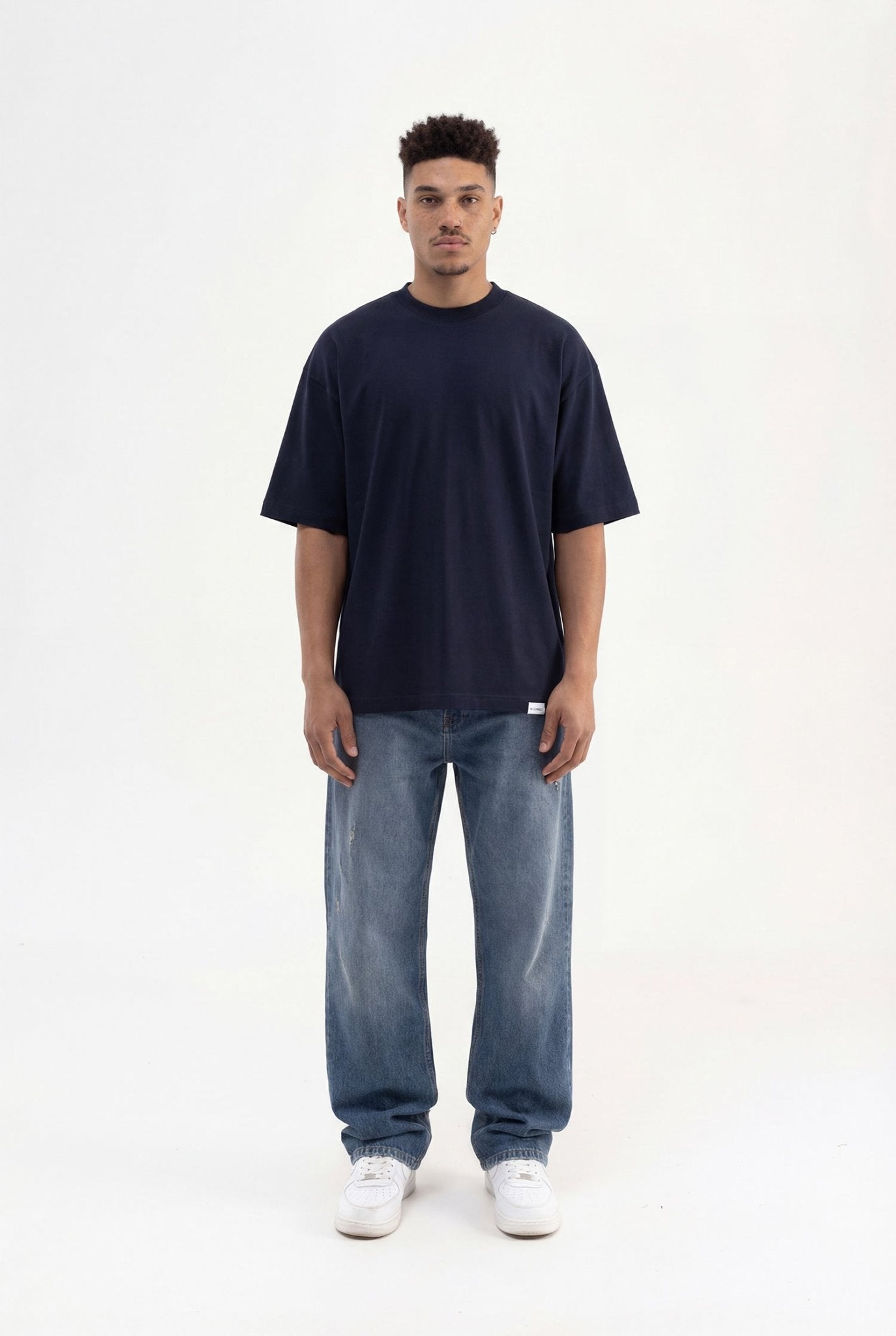 Erkek Basic Super Pamuklu Oversize Tişört Lacivert