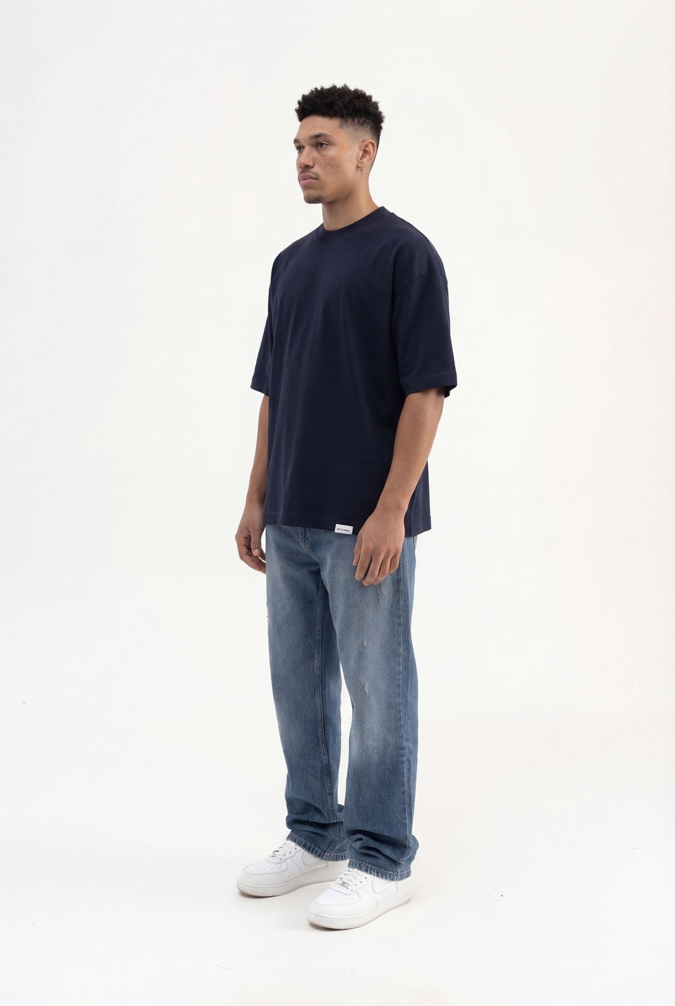 Erkek Basic Super Pamuklu Oversize Tişört Lacivert