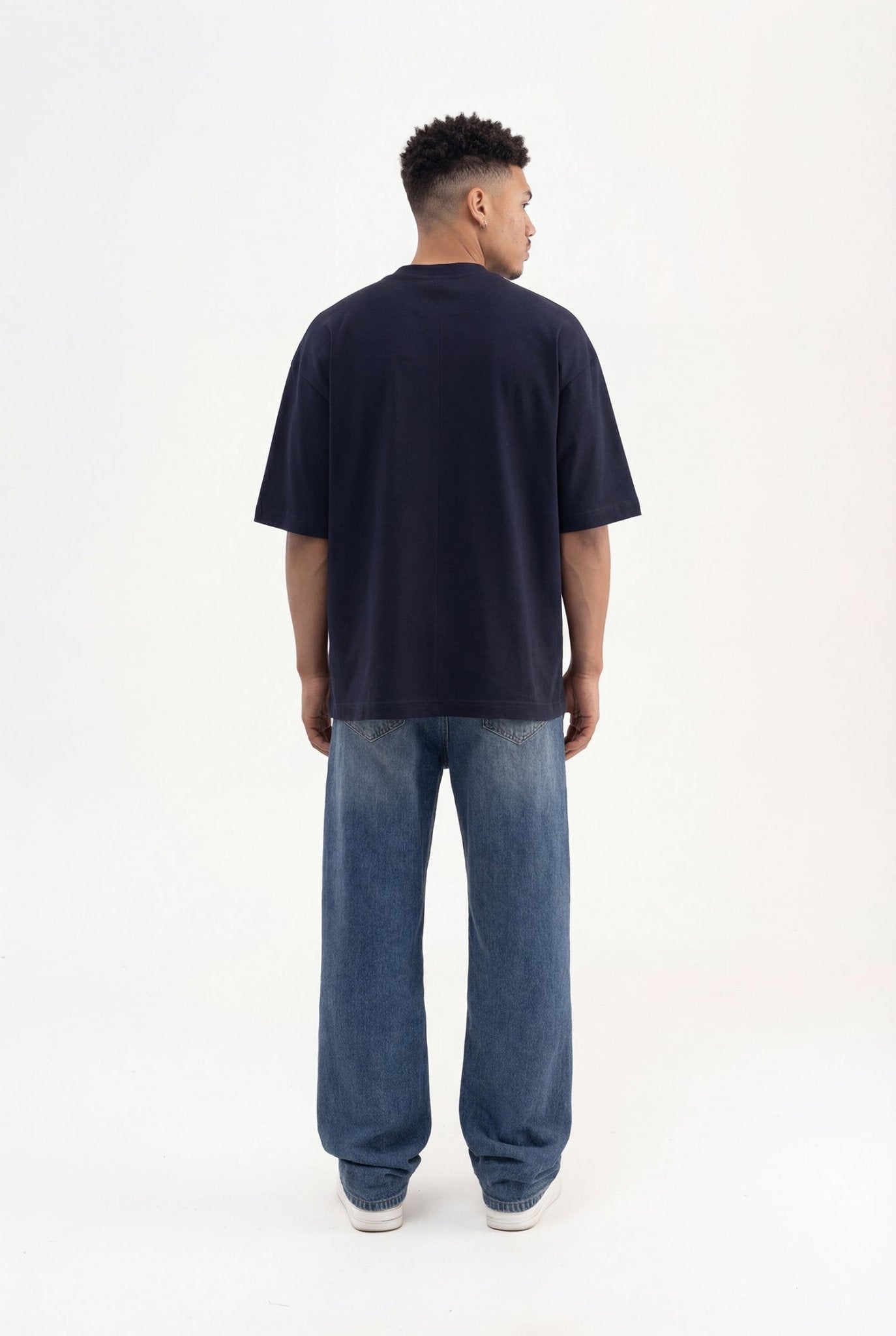 Erkek Basic Super Pamuklu Oversize Tişört Lacivert