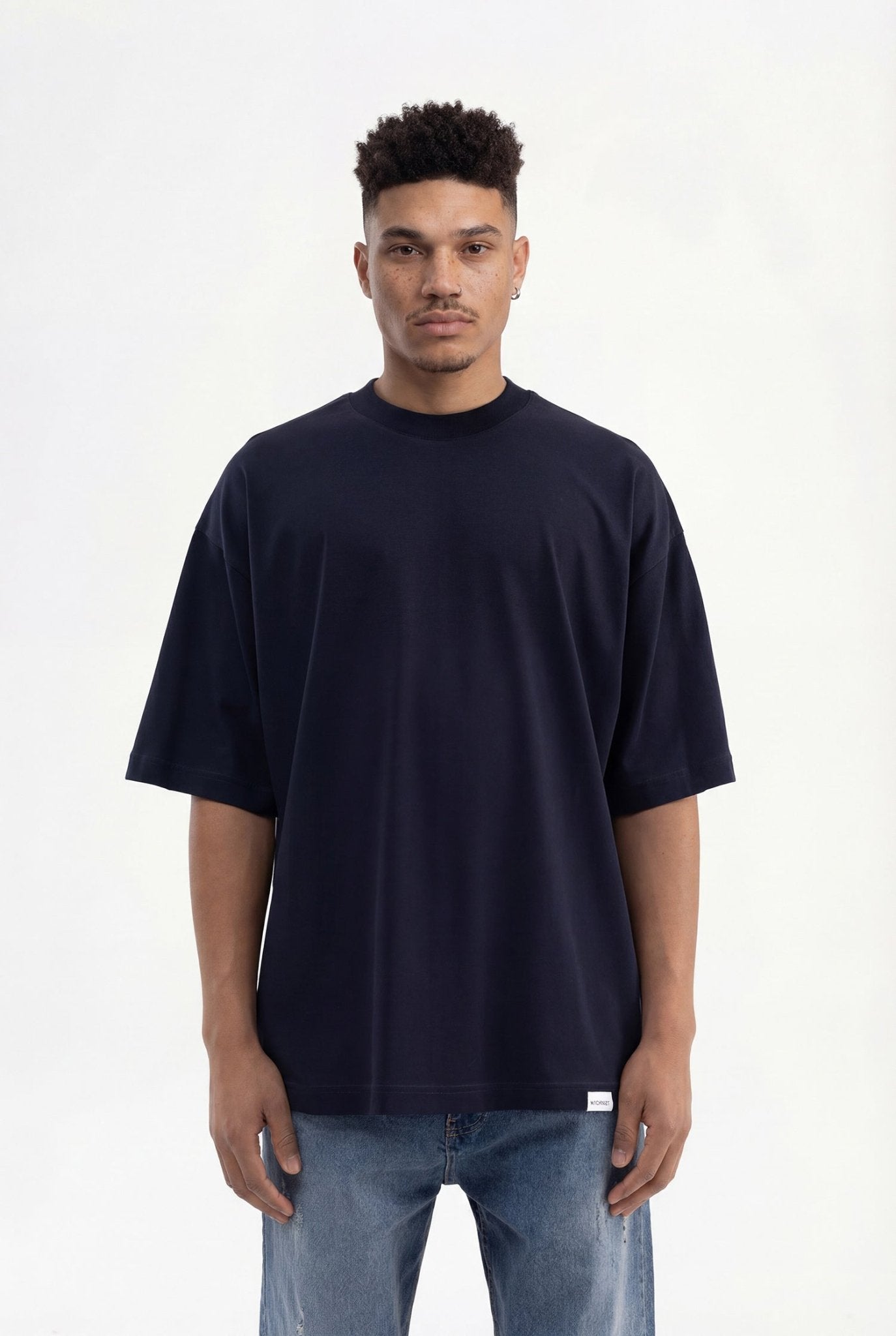 Erkek Basic Super Pamuklu Oversize Tişört Lacivert