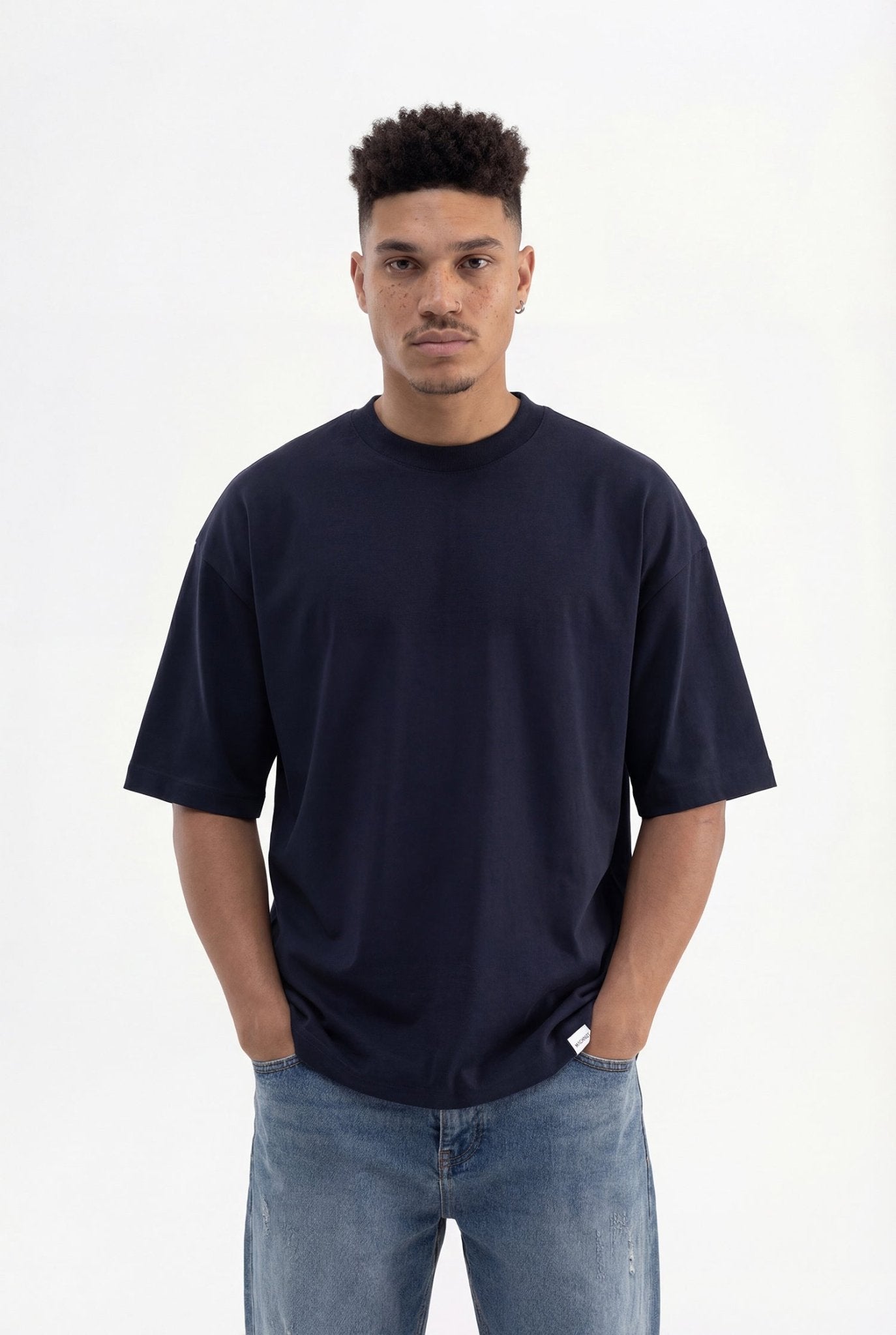 Erkek Basic Super Pamuklu Oversize Tişört Lacivert