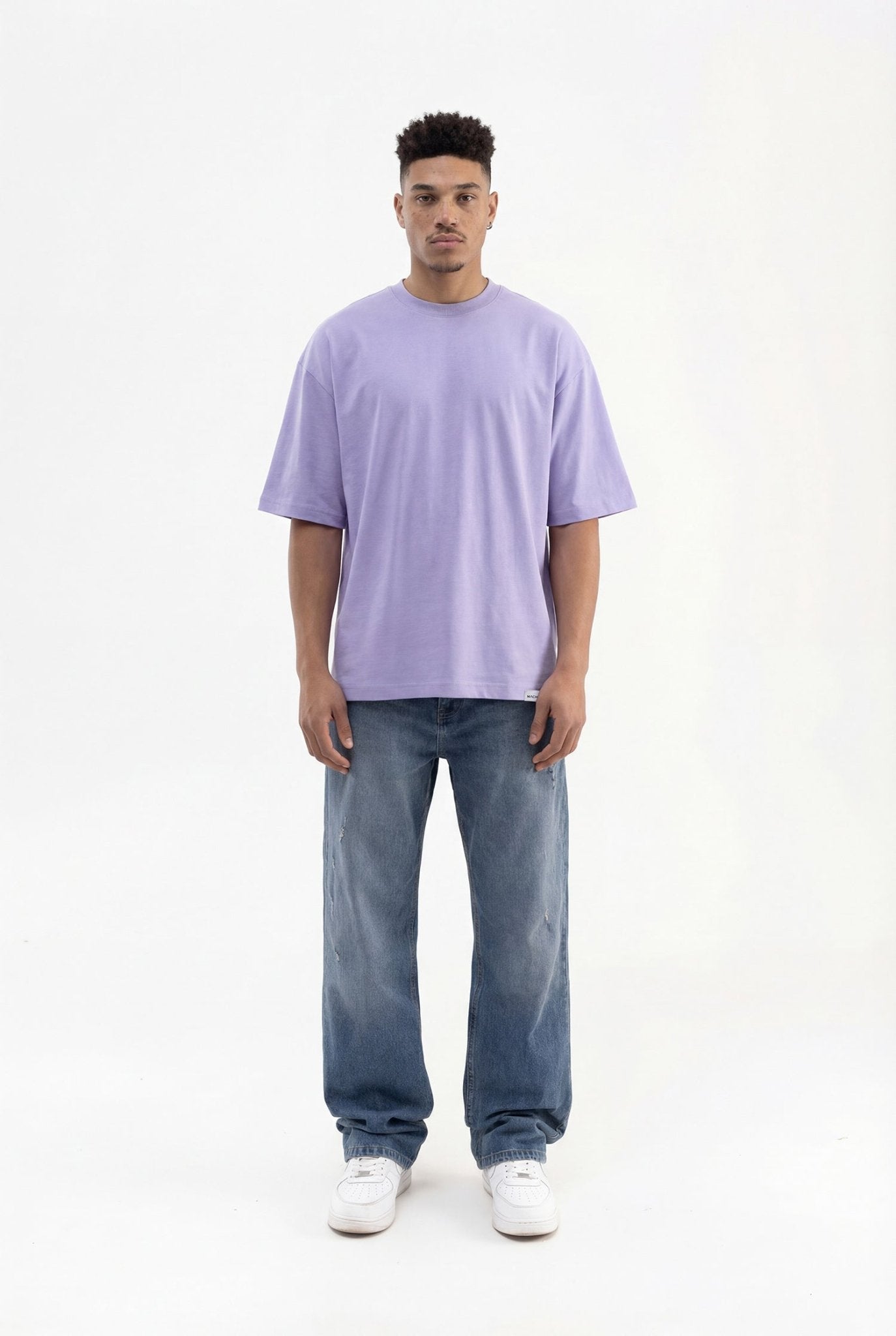 Erkek Basic Super Pamuklu Oversize Tişört Lila