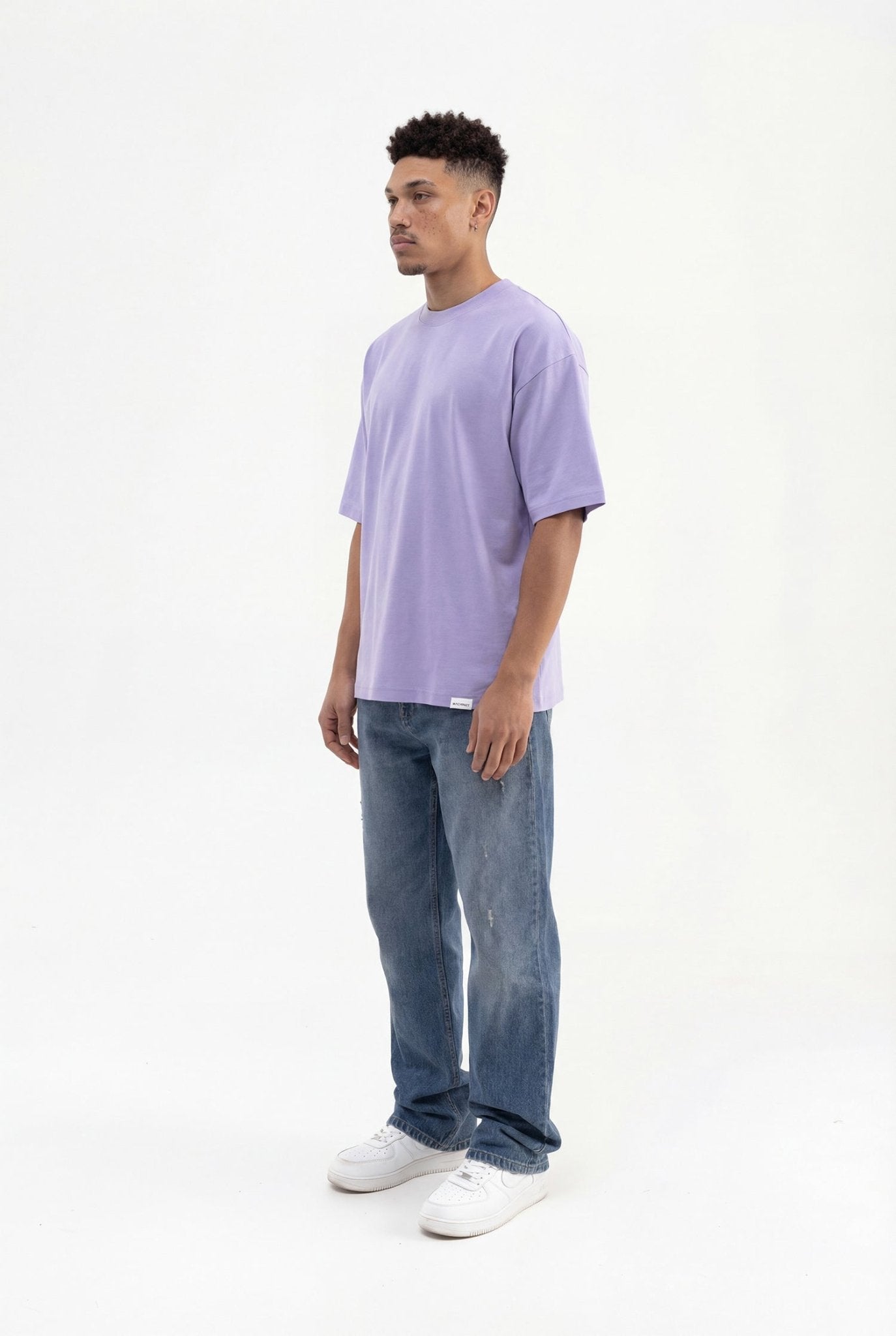 Erkek Basic Super Pamuklu Oversize Tişört Lila