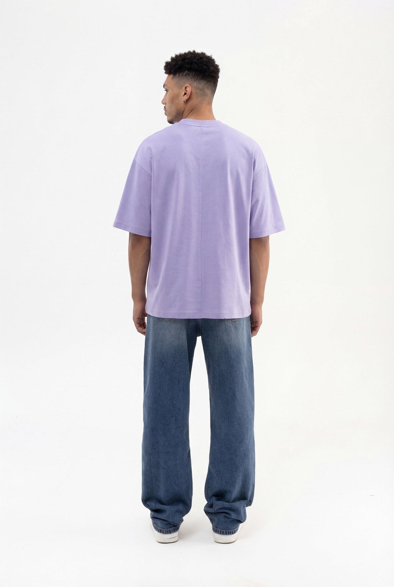 Erkek Basic Super Pamuklu Oversize Tişört Lila