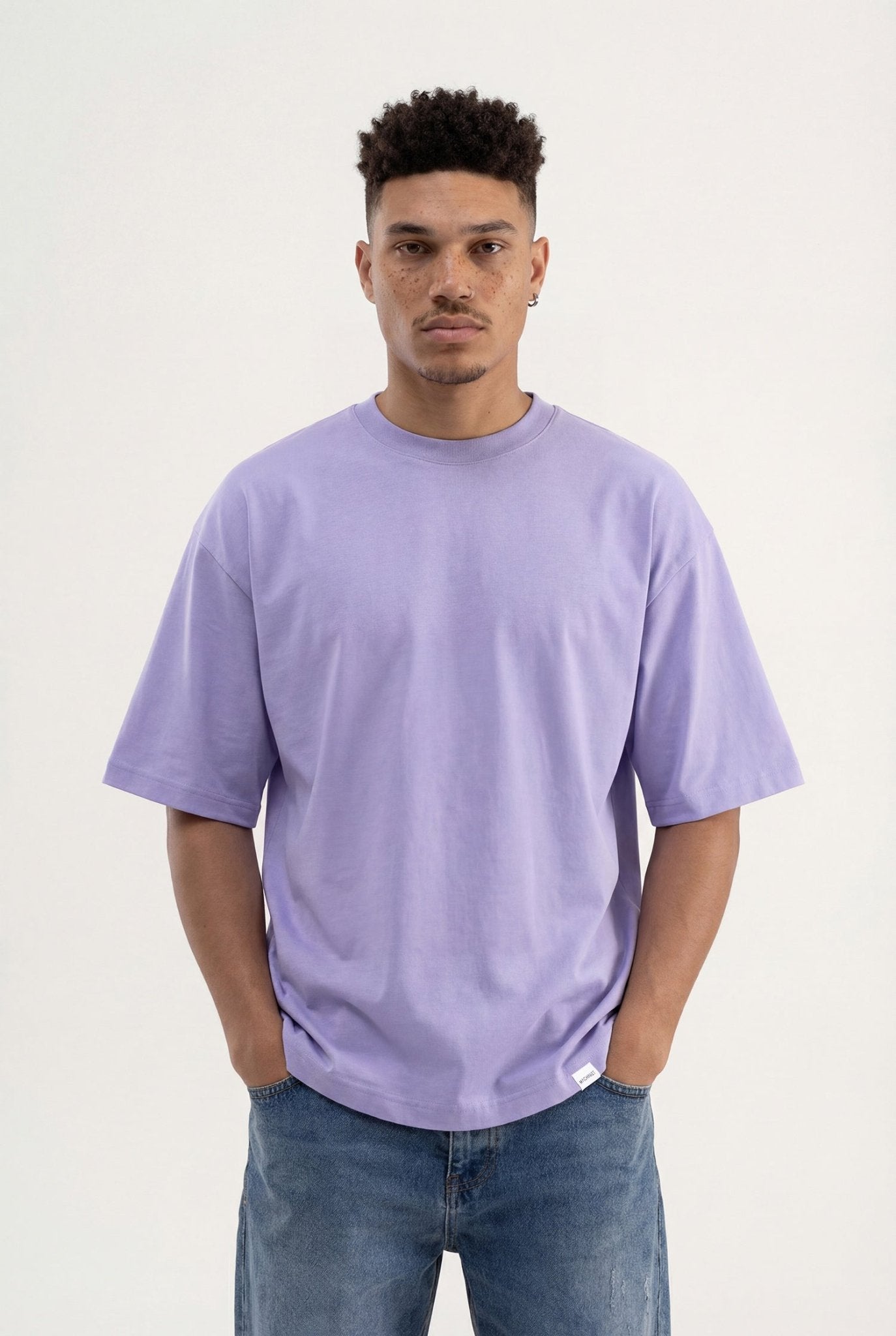 Erkek Basic Super Pamuklu Oversize Tişört Lila