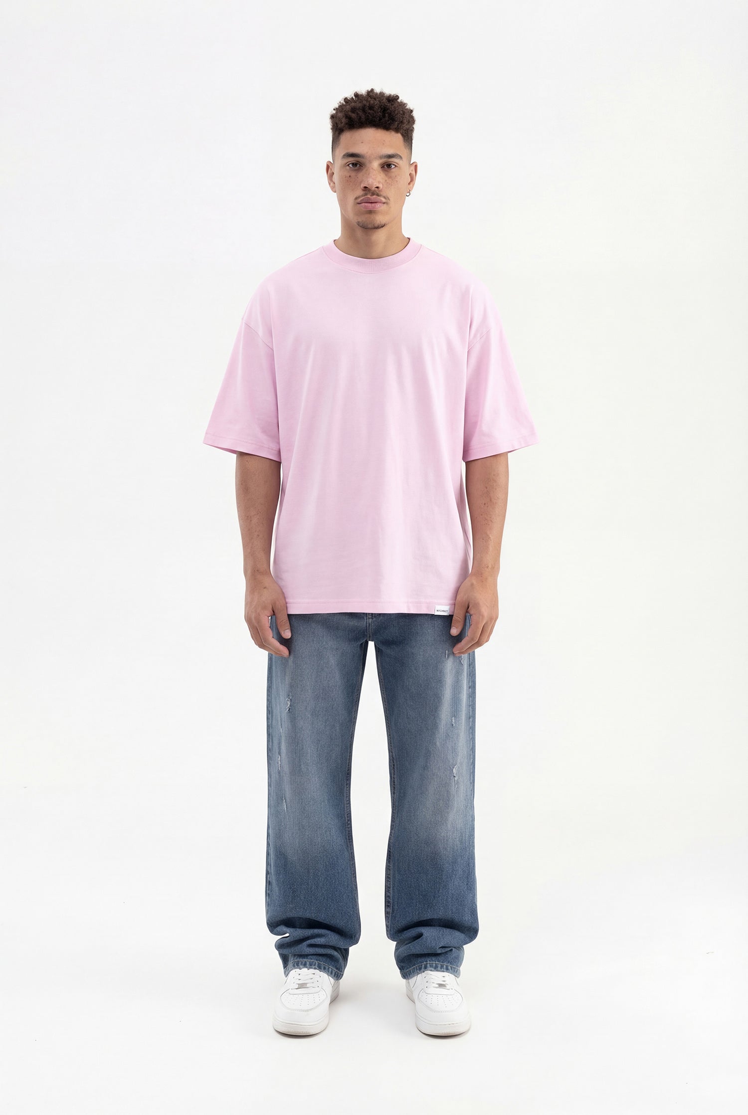 Erkek Basic Pamuklu Super Oversize Tişört Pembe-5