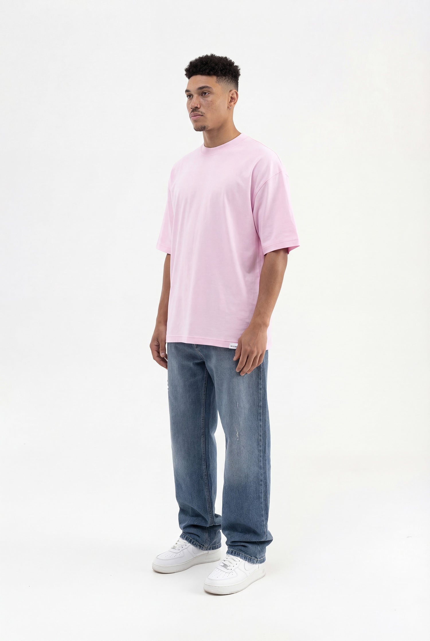 Erkek Basic Pamuklu Super Oversize Tişört Pembe-6