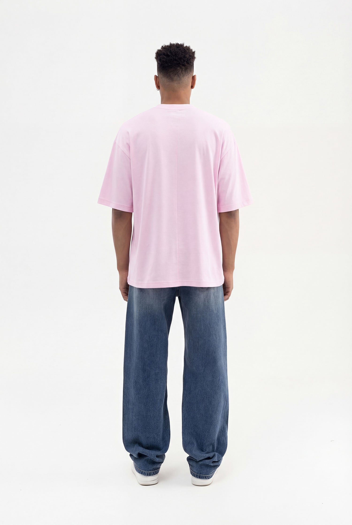 Erkek Basic Pamuklu Super Oversize Tişört Pembe-7