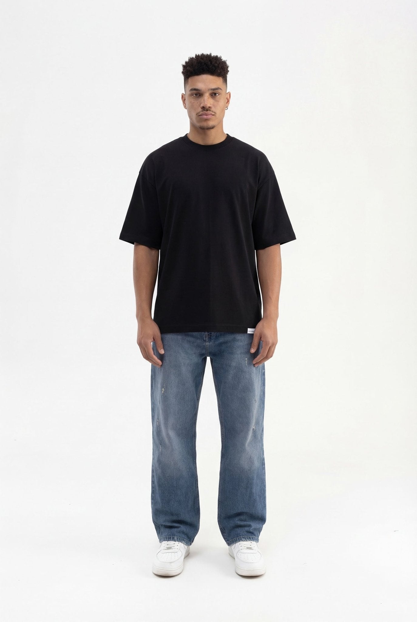 Erkek Basic Super Pamuklu Oversize Tişört Siyah