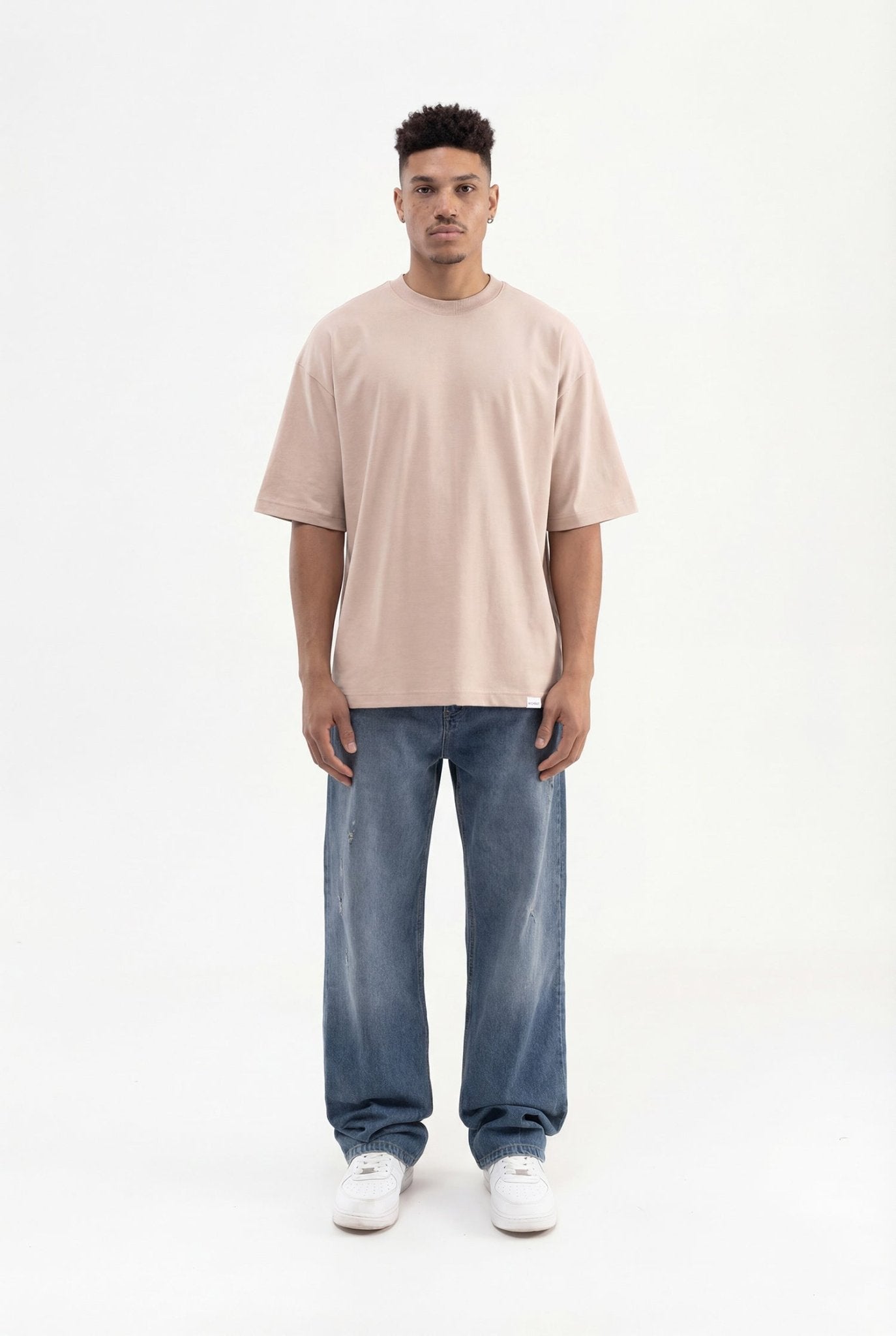 Erkek Basic Super Pamuklu Oversize Tişört Taş