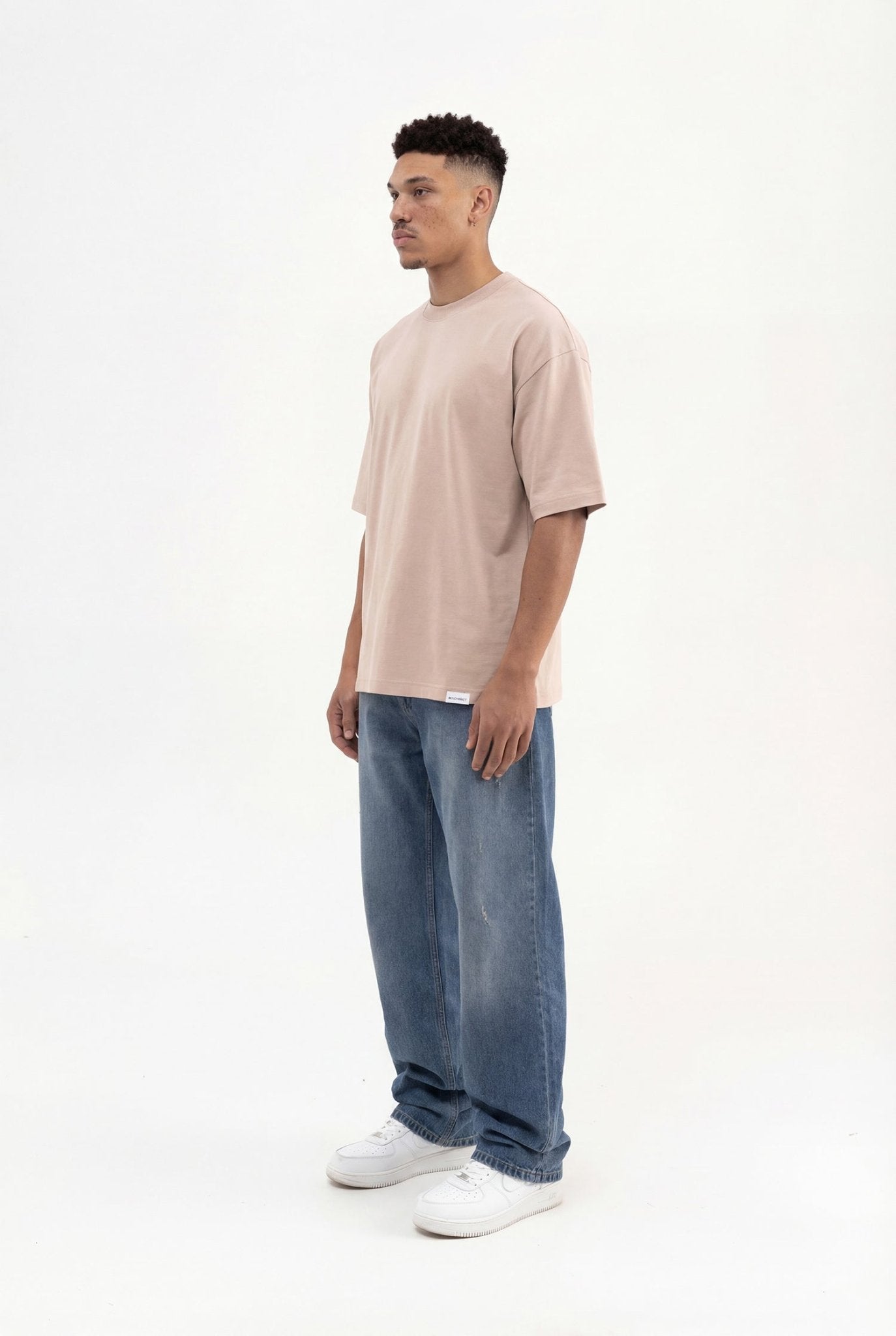 Erkek Basic Super Pamuklu Oversize Tişört Taş