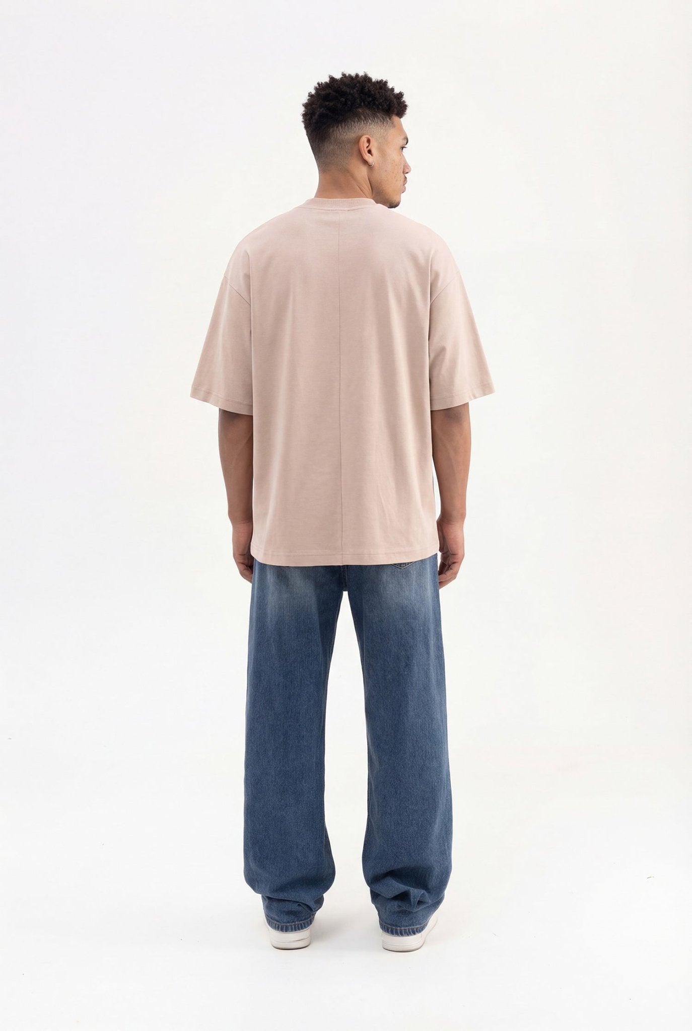 Erkek Basic Super Pamuklu Oversize Tişört Taş