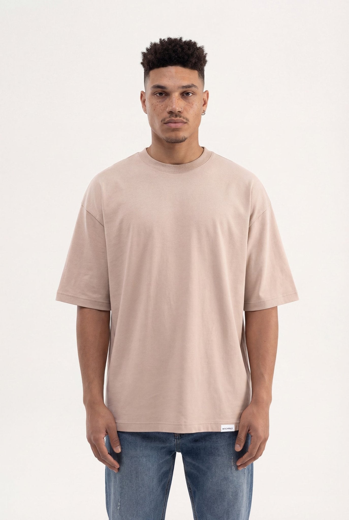 Erkek Basic Super Pamuklu Oversize Tişört Taş
