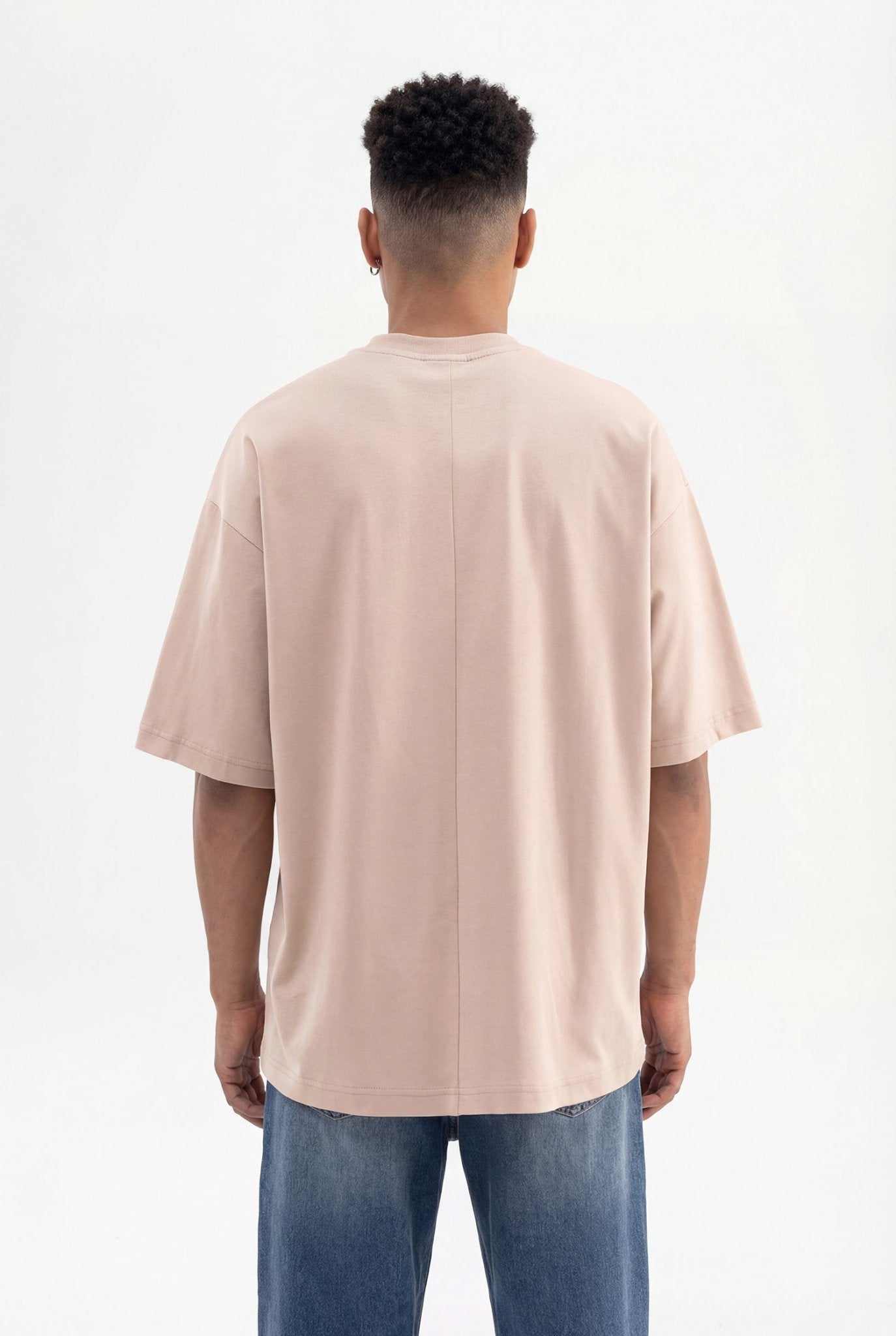Erkek Basic Super Pamuklu Oversize Tişört Taş